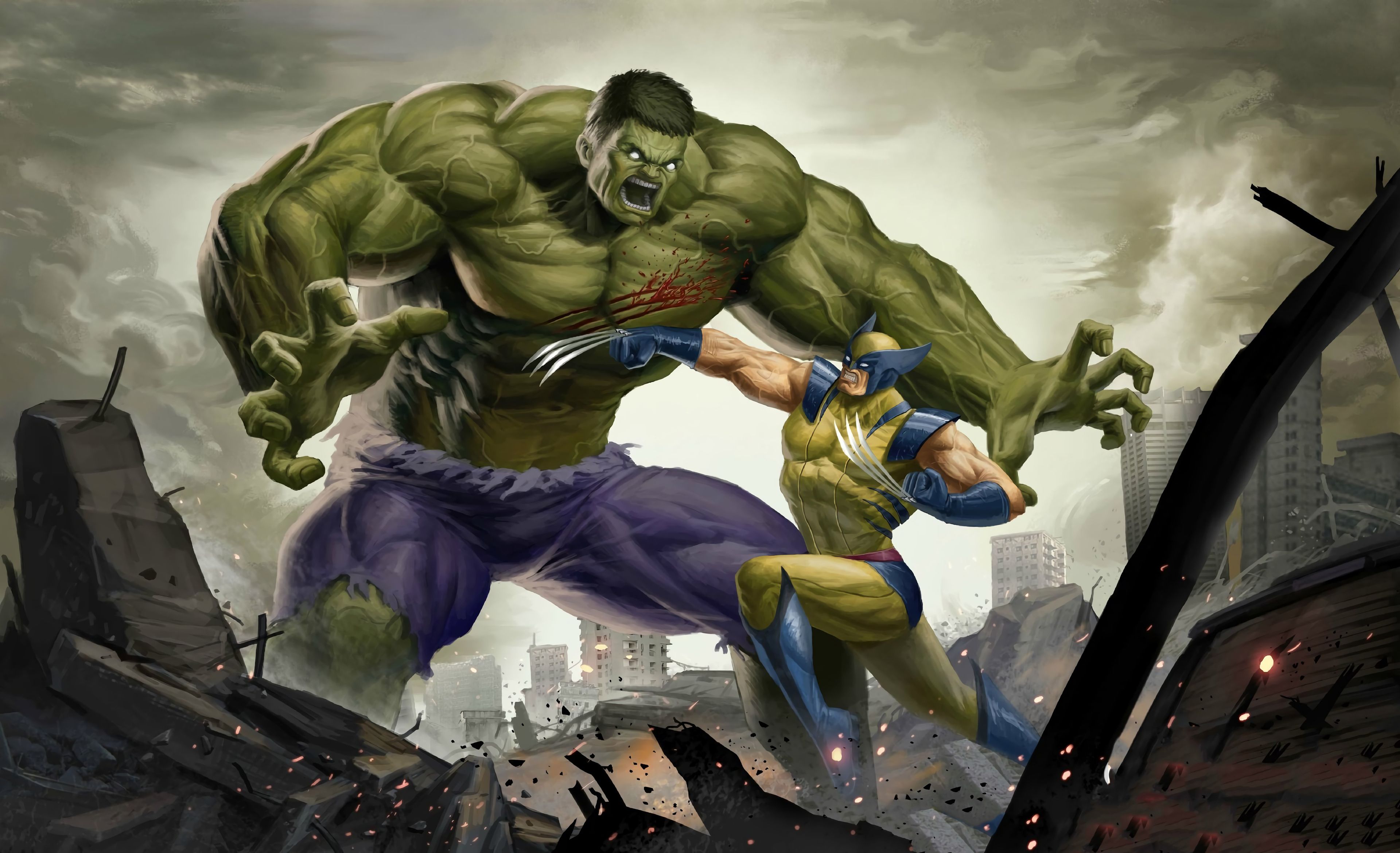 Art Hulk Vs Wolverine 4k, HD Superheroes, 4k Wallpaper, Image, Background, Photo and Picture