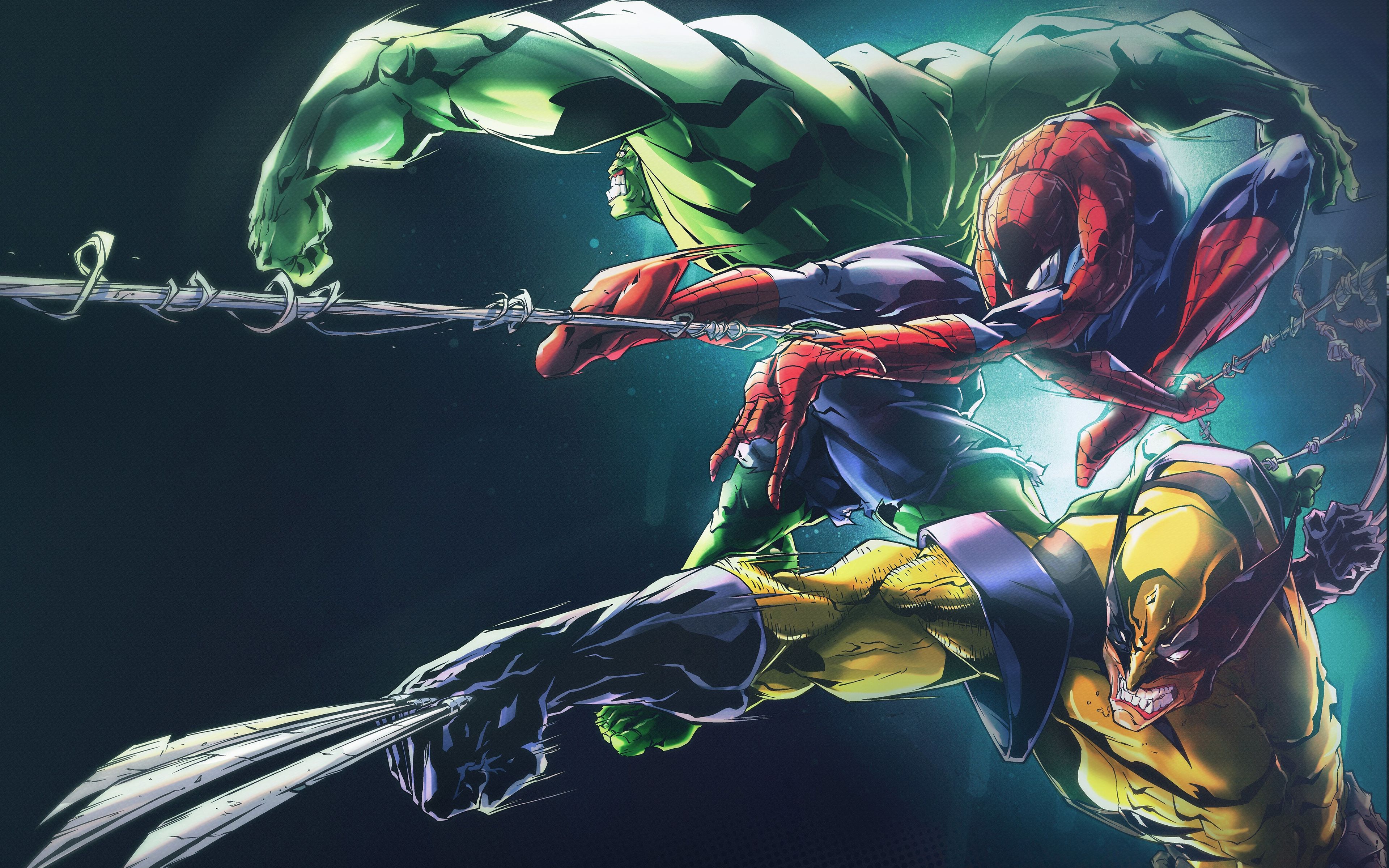 Hulk Spider Man Wolverine. Wallpaper