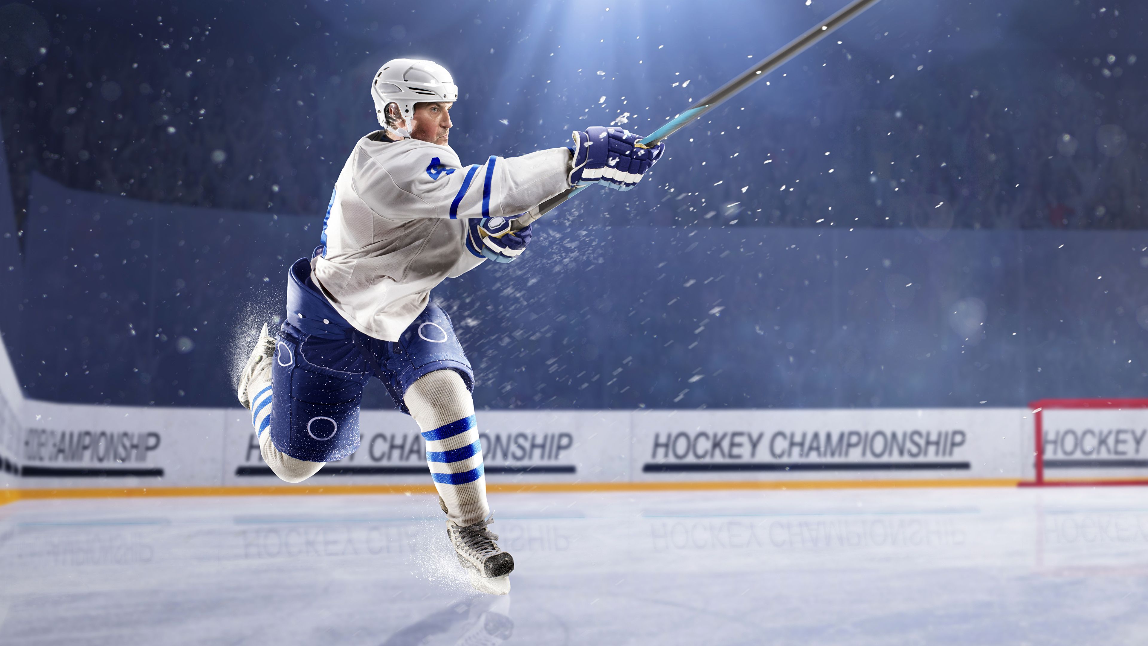 Wallpaper Rays of light Men Ice rink Sport Hockey Uniform 3840x2160