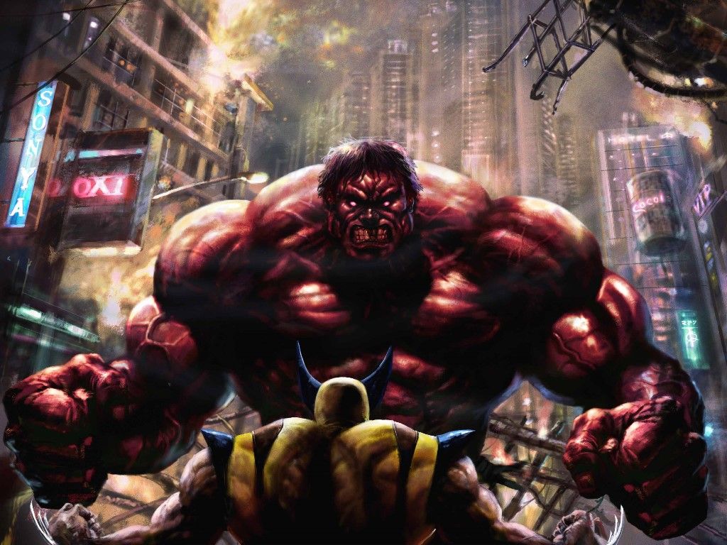 My Free Wallpaper Wallpaper, Red Hulk vs Wolverine