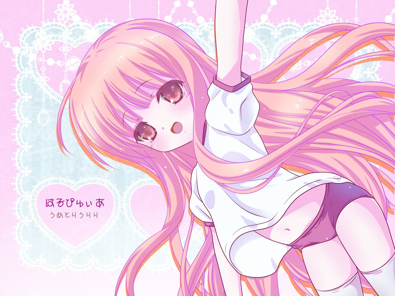 Ro Kyu Bu! Bloomers Gym Uniform Hakamada Hinata Long Hair Navel Pink Eyes Pink Hair Ro Kyu Bu! Thighhighs Wallpaperx1200