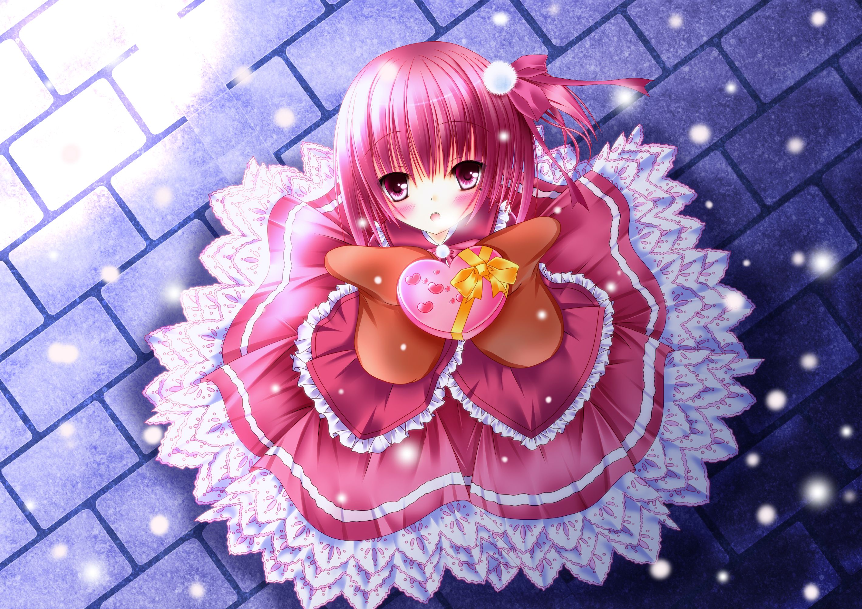 ro kyu bu, Dress, Kino, Minato, Tomoka, Pink, Hair, Snow, Valentine Wallpaper HD / Desktop and Mobile Background