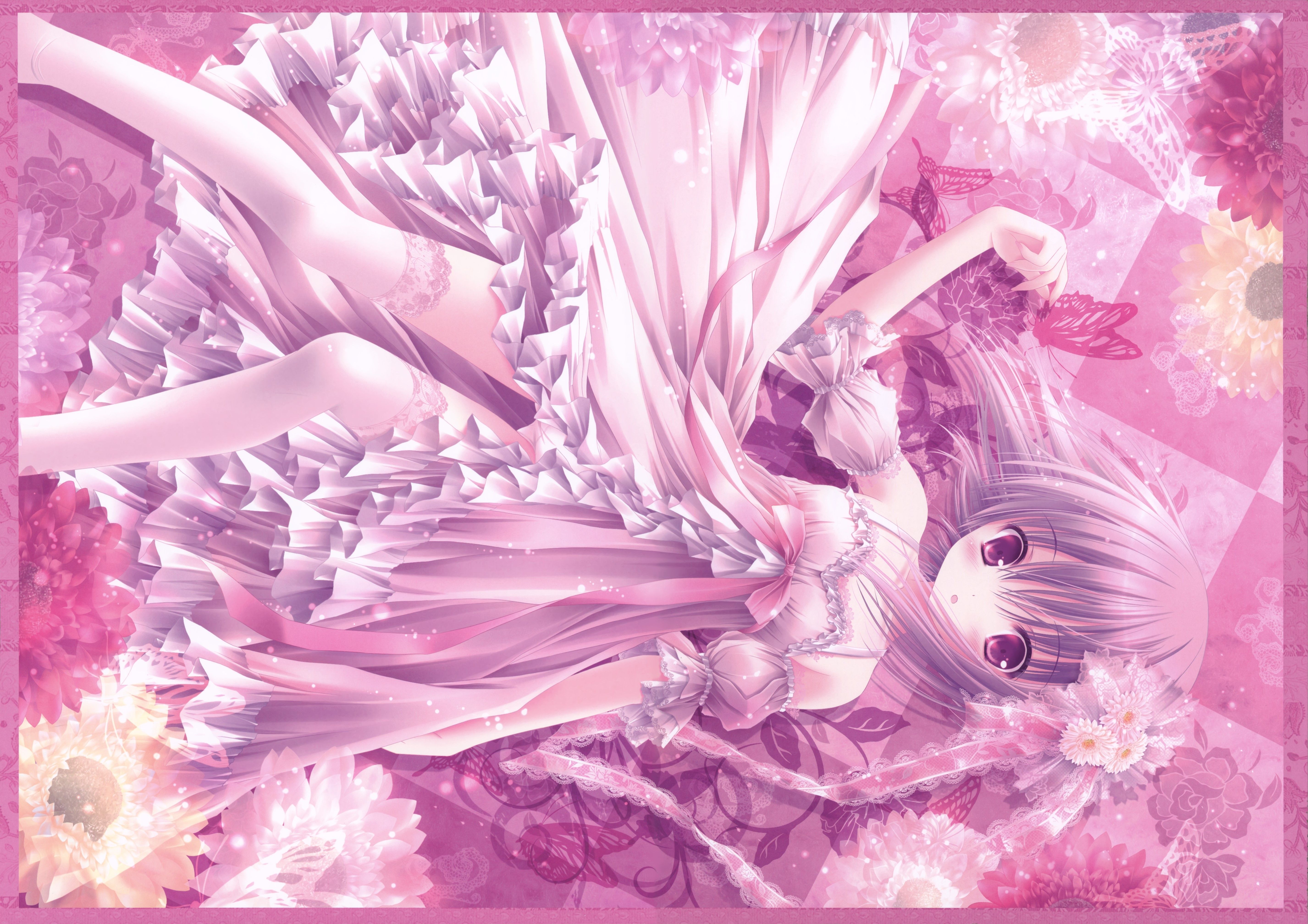 Manual Resize Of Wallpaper Butterfly, Flowers, Stockings, Lace, Art, Ruffles, Big Eyes, Tinkerbell, Ro Kyu This Is It!, Tomoka Minato