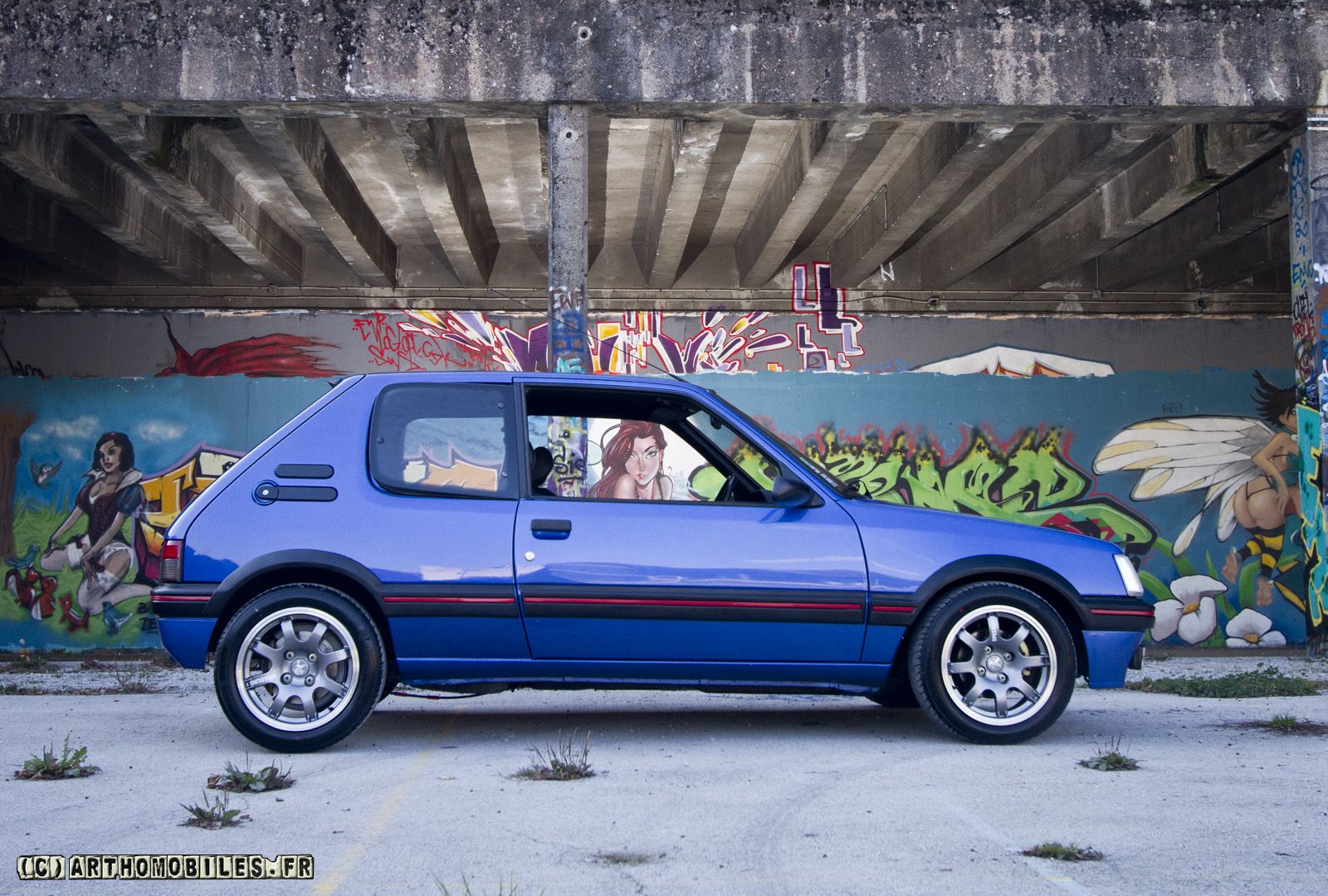 Wallpaper, blue, GTI, automotive design, automotive exterior, race car, compact car, motor vehicle, city car, hatchback, arthomobiles, Peugeot 205 1600x1080