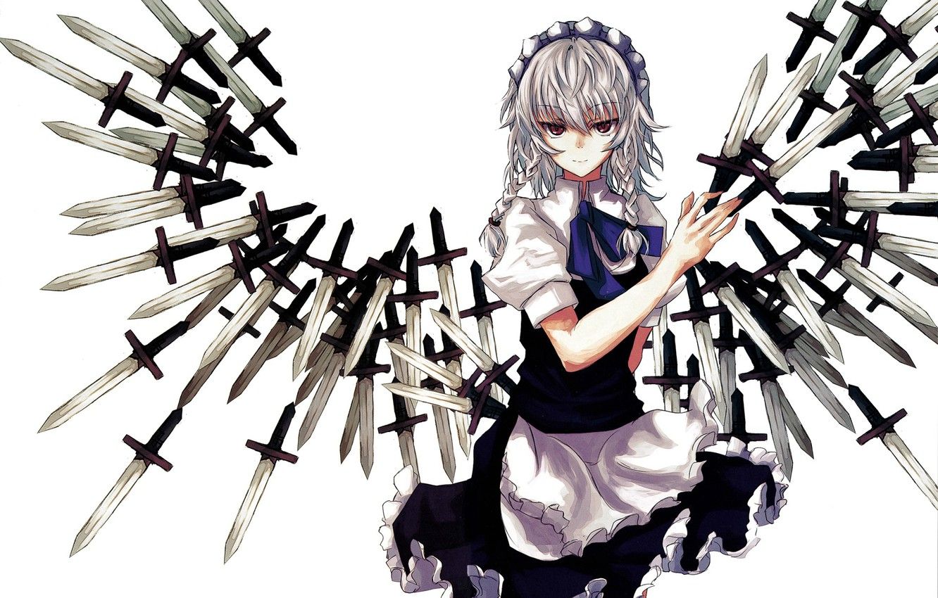 Wallpaper Knives, Killer, The Maid, Art, Evil Eye, Touhou Project, Sakuya Izayoi, Cold Blooded, Asagi, Project East Image For Desktop, Section игры
