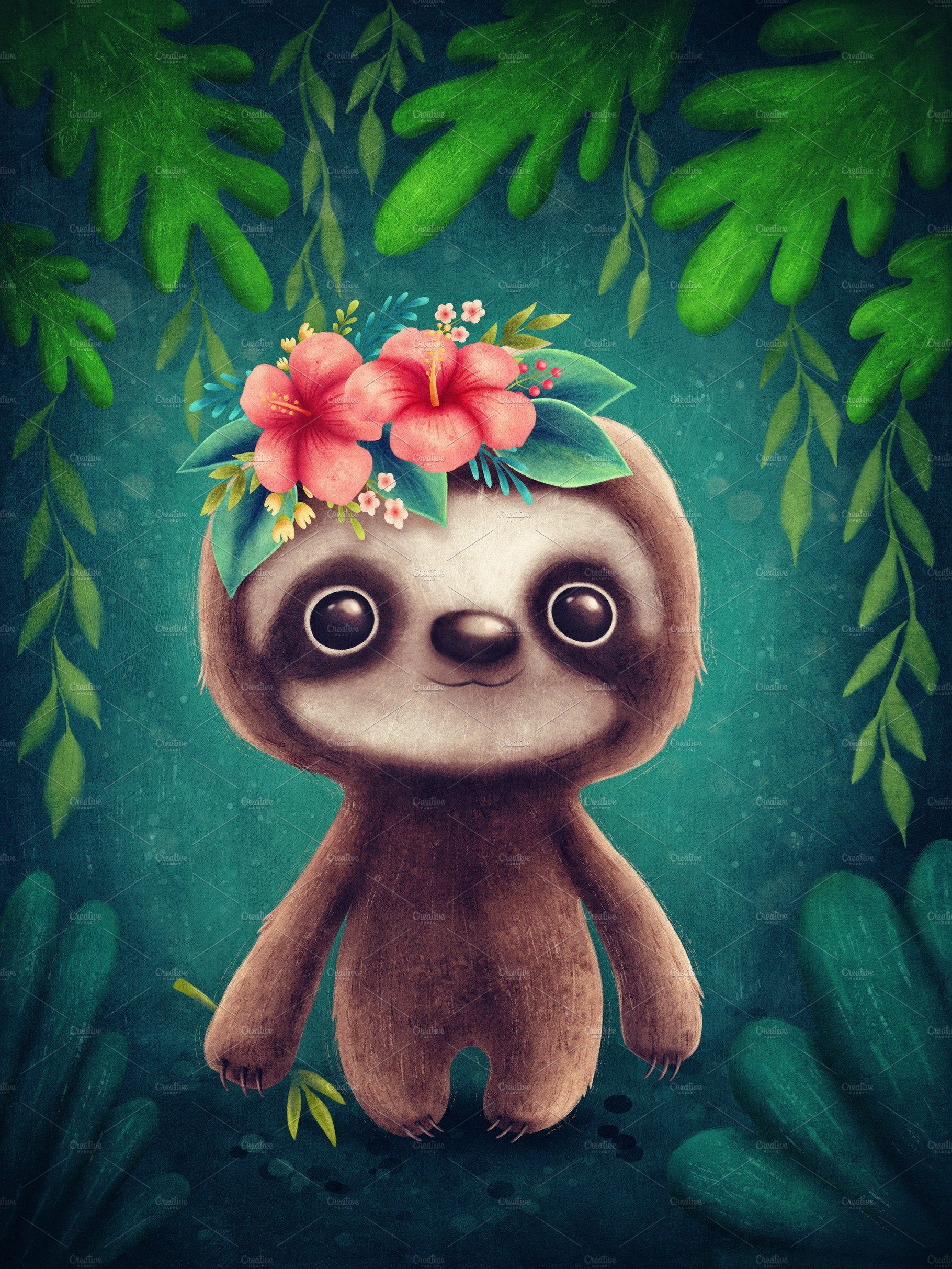 Cute sloth. Sloth art, Cute cartoon drawings, Cute drawings