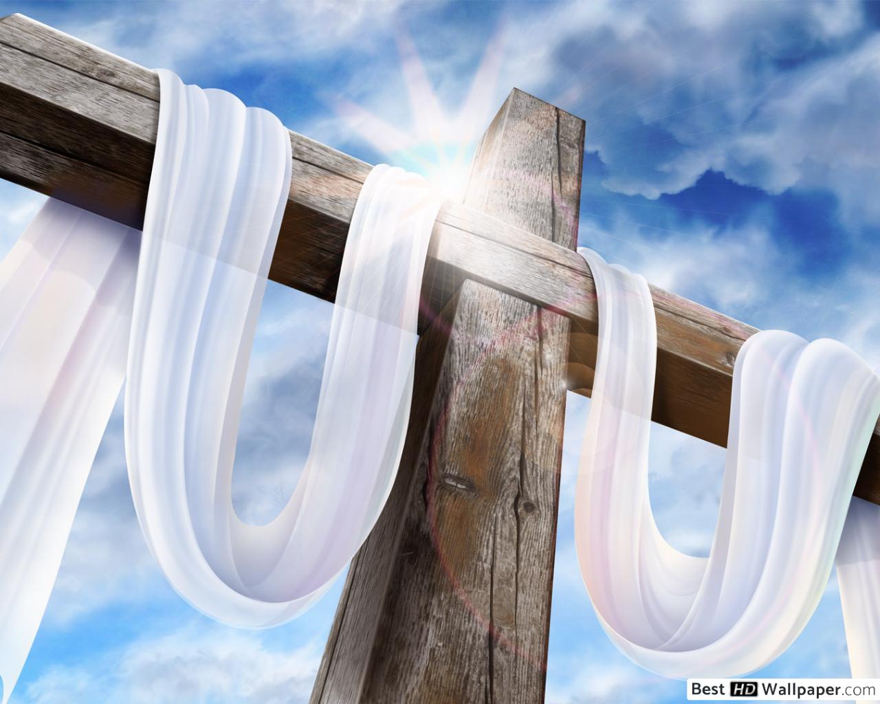 Easter Cross with White Draping HD wallpaper download
