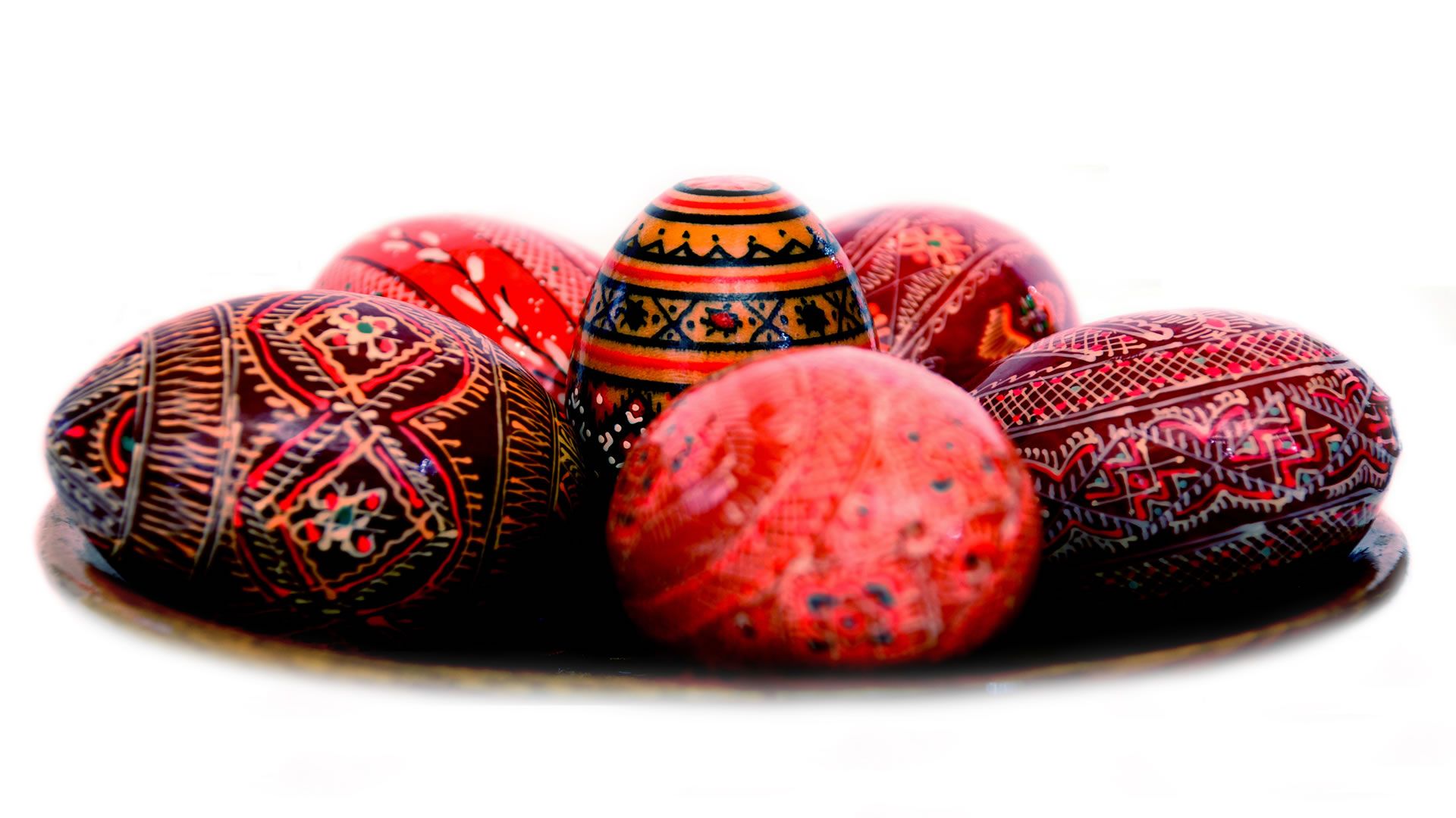 Selection Of Patterned Red Easter Eggs