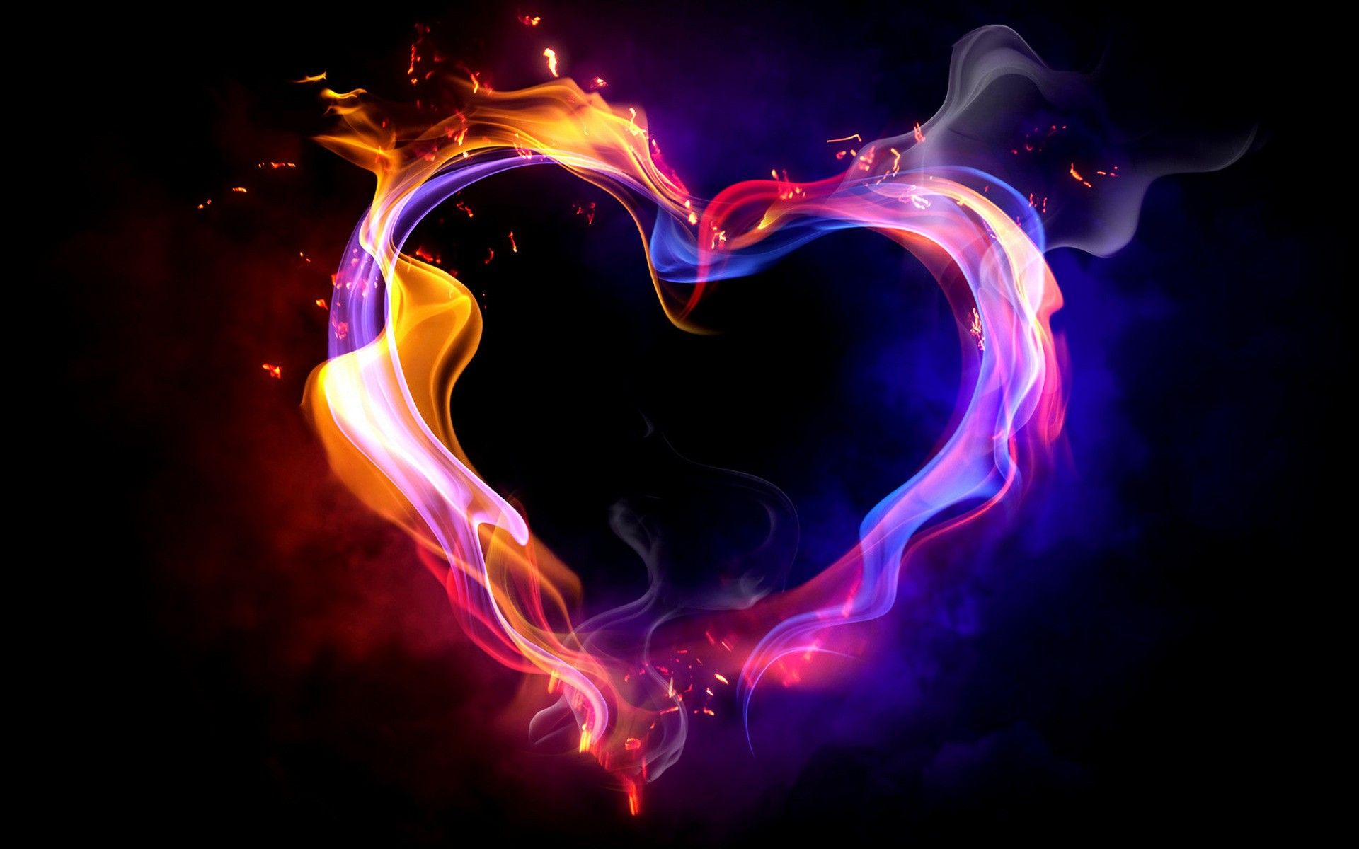 px background black fire Hearts smoke High Quality Wallpaper, High Definition Wallpaper