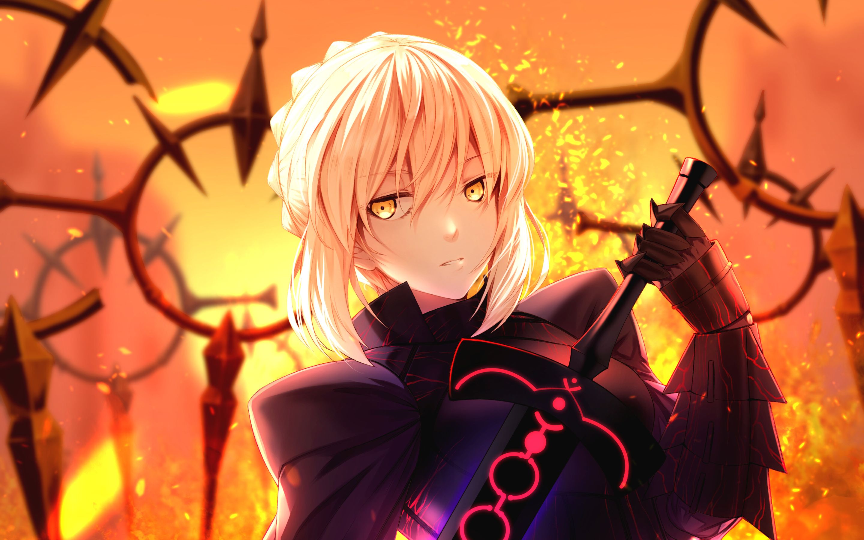 Download Wallpaper Saber, Art, Fate Prototype, Manga, Saber Alter, TYPE MOON, Saber Alternative For Desktop With Resolution 2880x1800. High Quality HD Picture Wallpaper