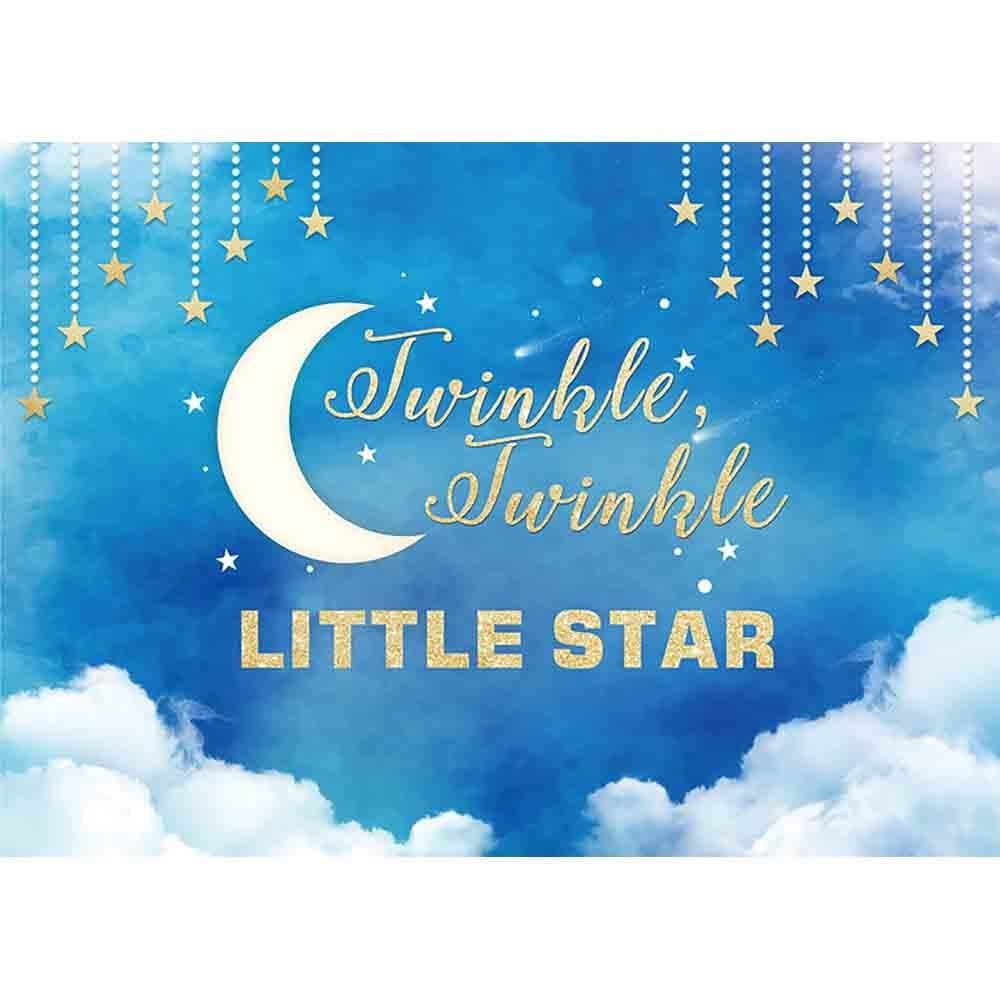 Funnytree wallpaper backdrops blue sky clouds twinkle little Star moon baby child birthday background photography photocall. Background