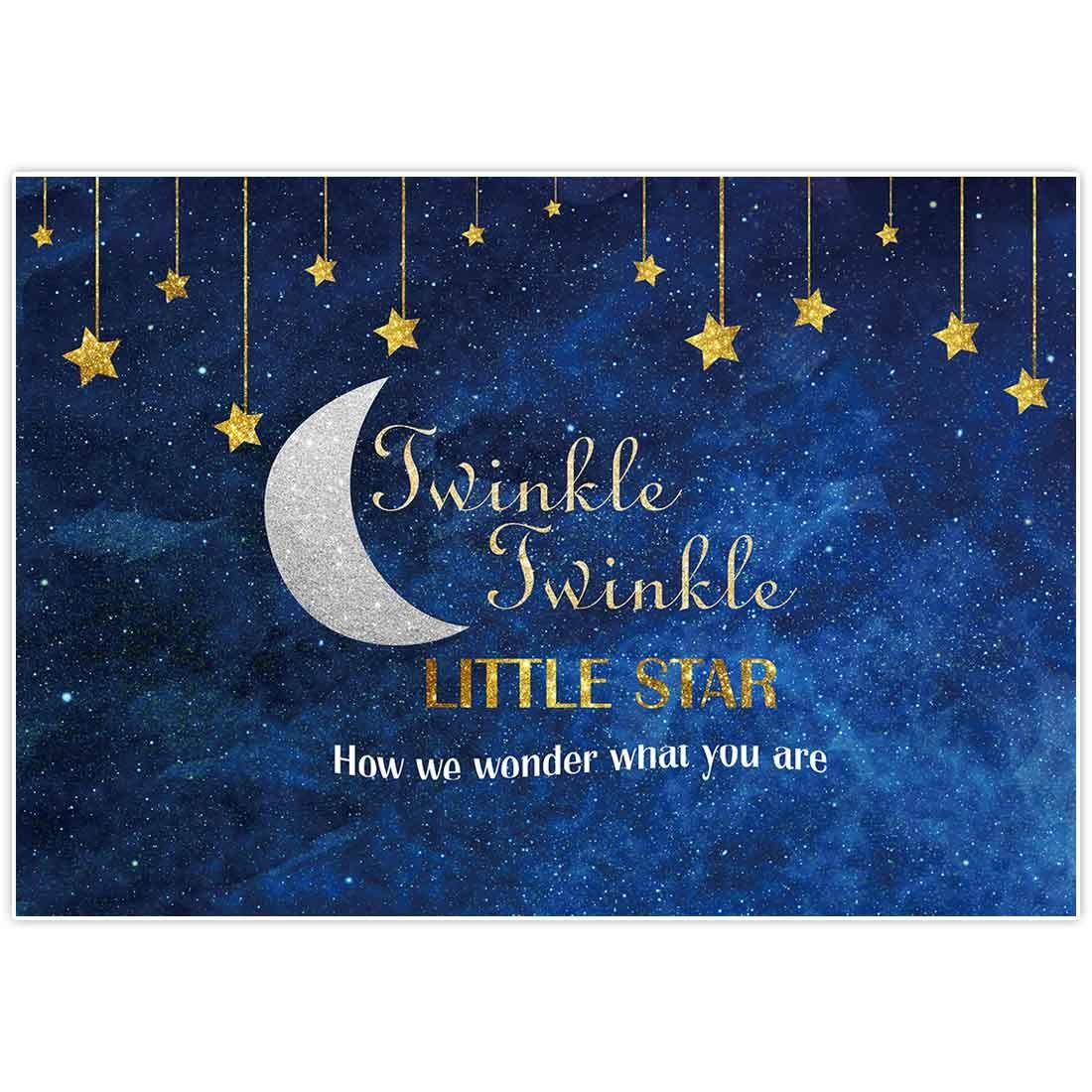 Allenjoy 7x5ft Photography Backdrop Background Twinkle Twinkle Little Star Gold Glitter Birthday Party Supplies Banner Newborn Gender Reveal Decorations Props Photo Booth Baby Shower Photocall
