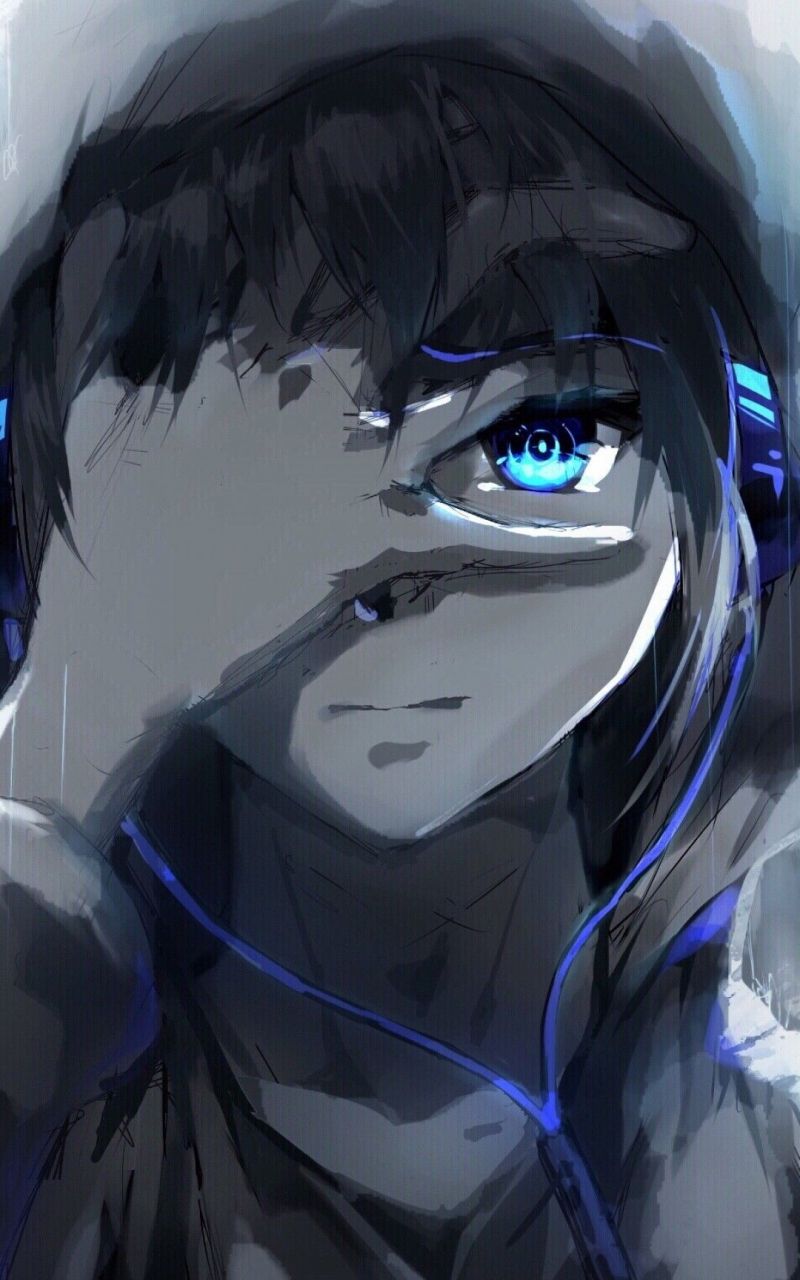 Free download Anime Boy Hoodie Blue Eyes Headphones Painting Dengan gambar [1080x1920] for your Desktop, Mobile & Tablet