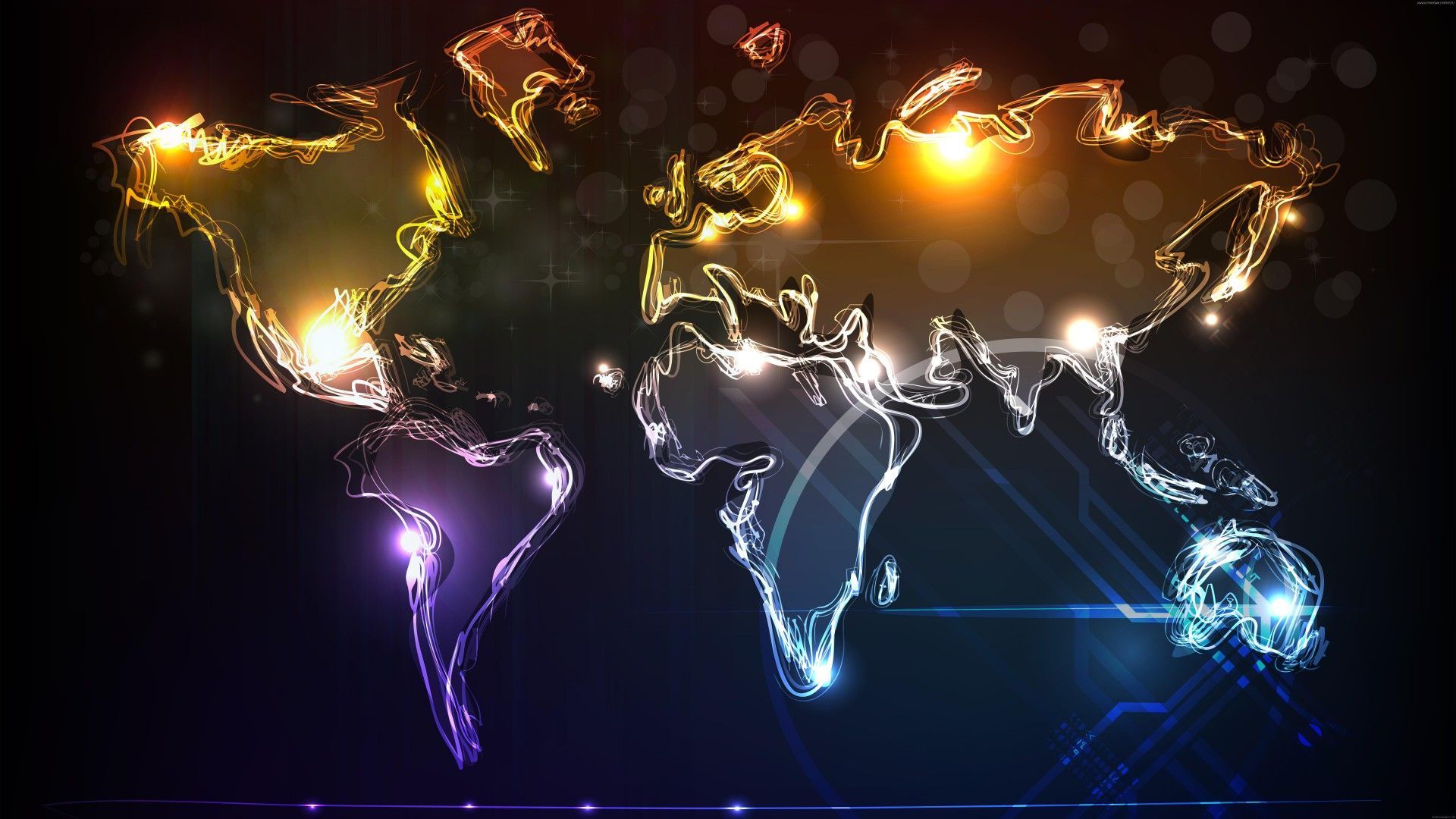 World map Wallpaper, Our Choice: World map, neon, lights. World map wallpaper, Digital wallpaper, 3840x2160 wallpaper