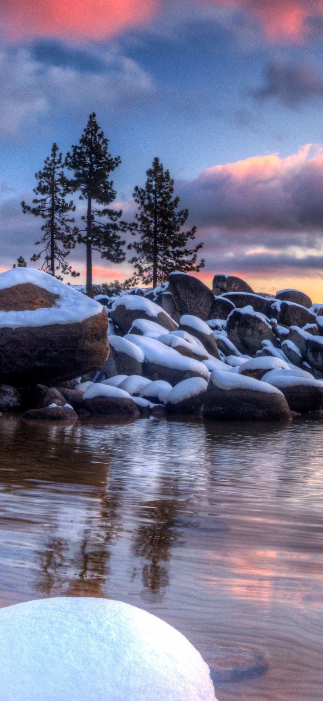 first snowy lake tahoe sunset wallpaper iPhone X Wallpaper. Sunset wallpaper, Lake, Lake tahoe
