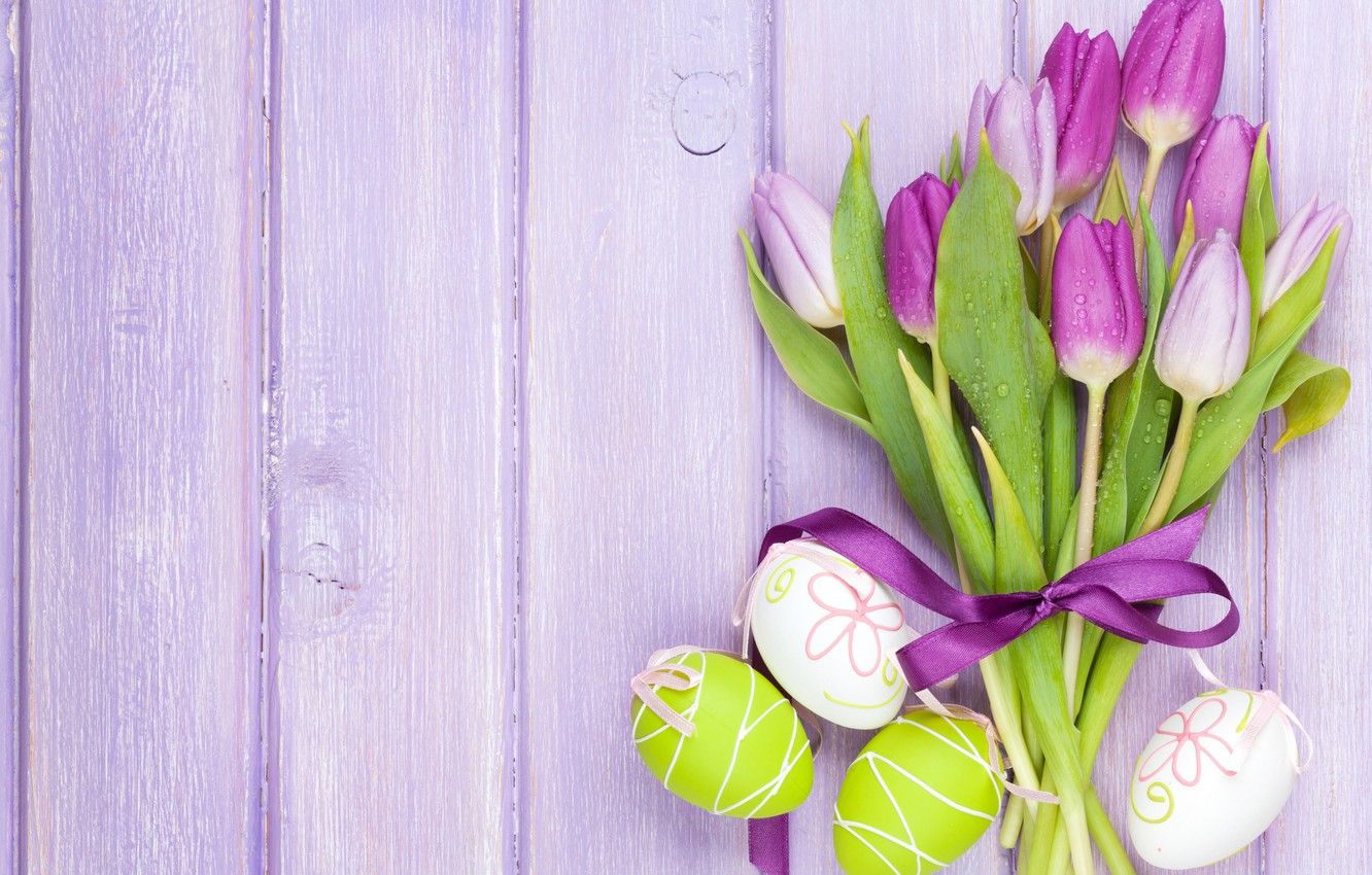Wallpaper flowers, eggs, Easter, tulips, flowers, tulips, spring, Easter, eggs image for desktop, section праздники