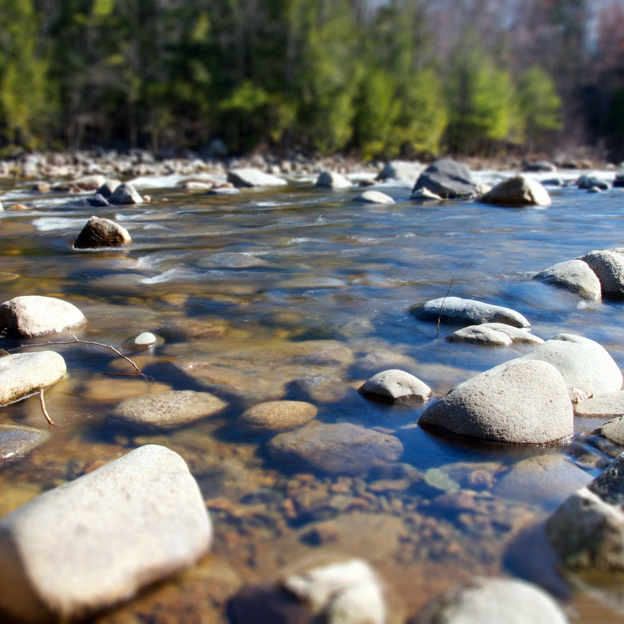 Summer Rocks River Lake Nature Mountain iPad Air Wallpaper Free Download