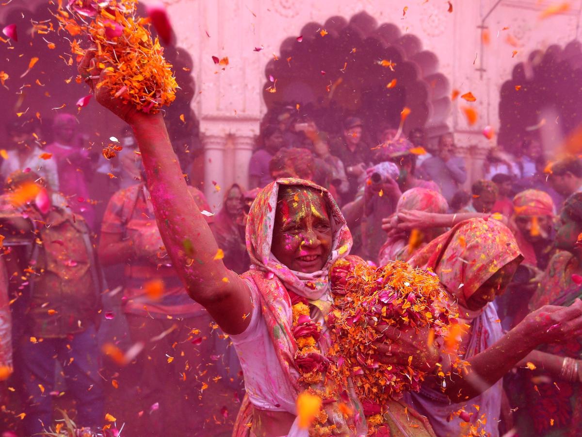Holi 2017: Photo of widows unusually joining in the festival of colors