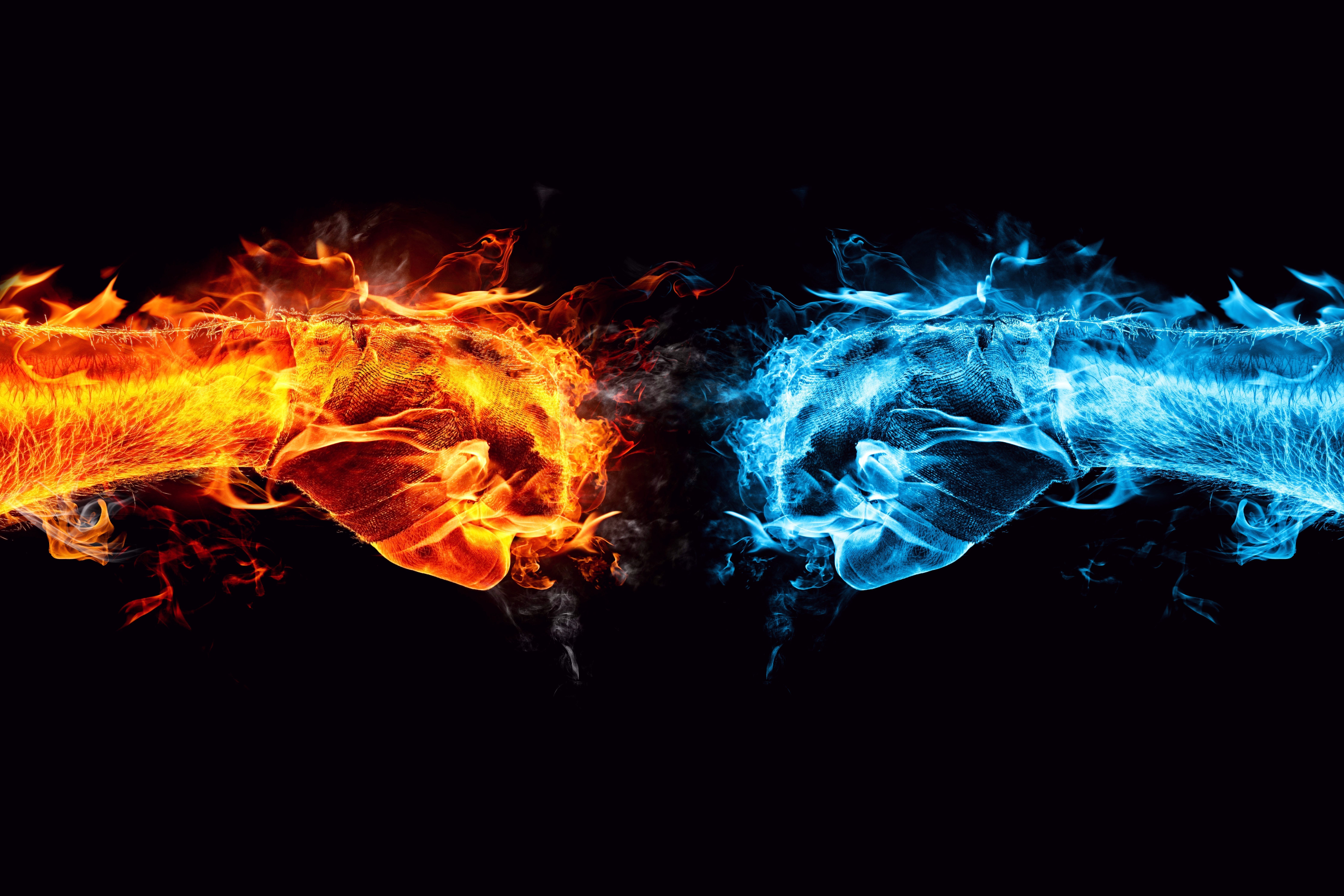 water flames fire elements fist elemental rendered render black background 8955x5970 wallpaper