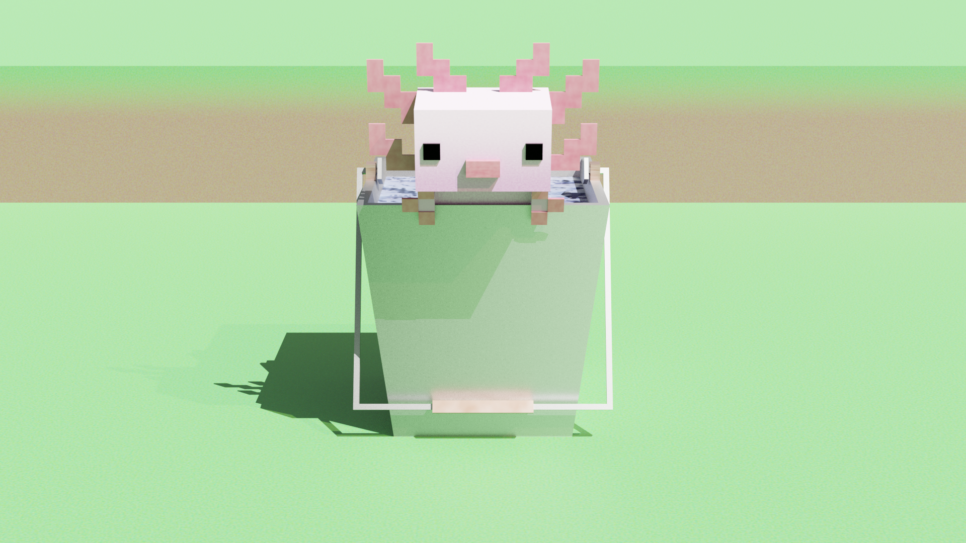 I made an axolotl bucket in Blender: Minecraft