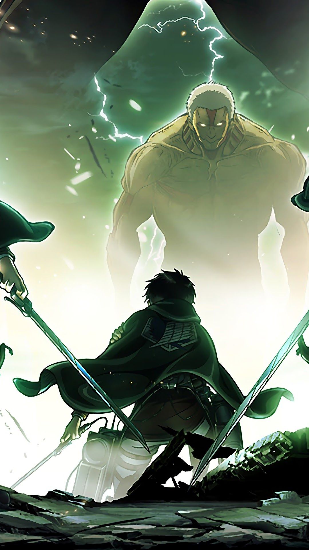 attack on titan wallpaper, cg artwork, anime, mecha, fictional character, games, illustration, fiction, space, black hair