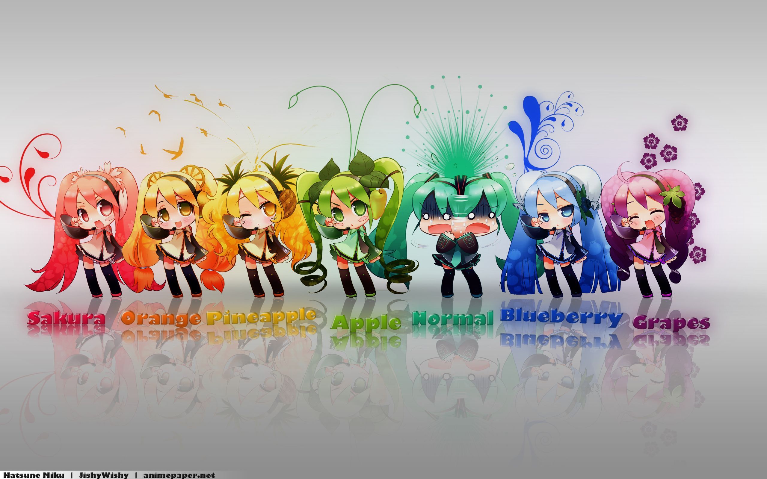 Vocaloids Wallpaper: Colors of Miku. Cute anime chibi, Anime chibi, Hatsune miku