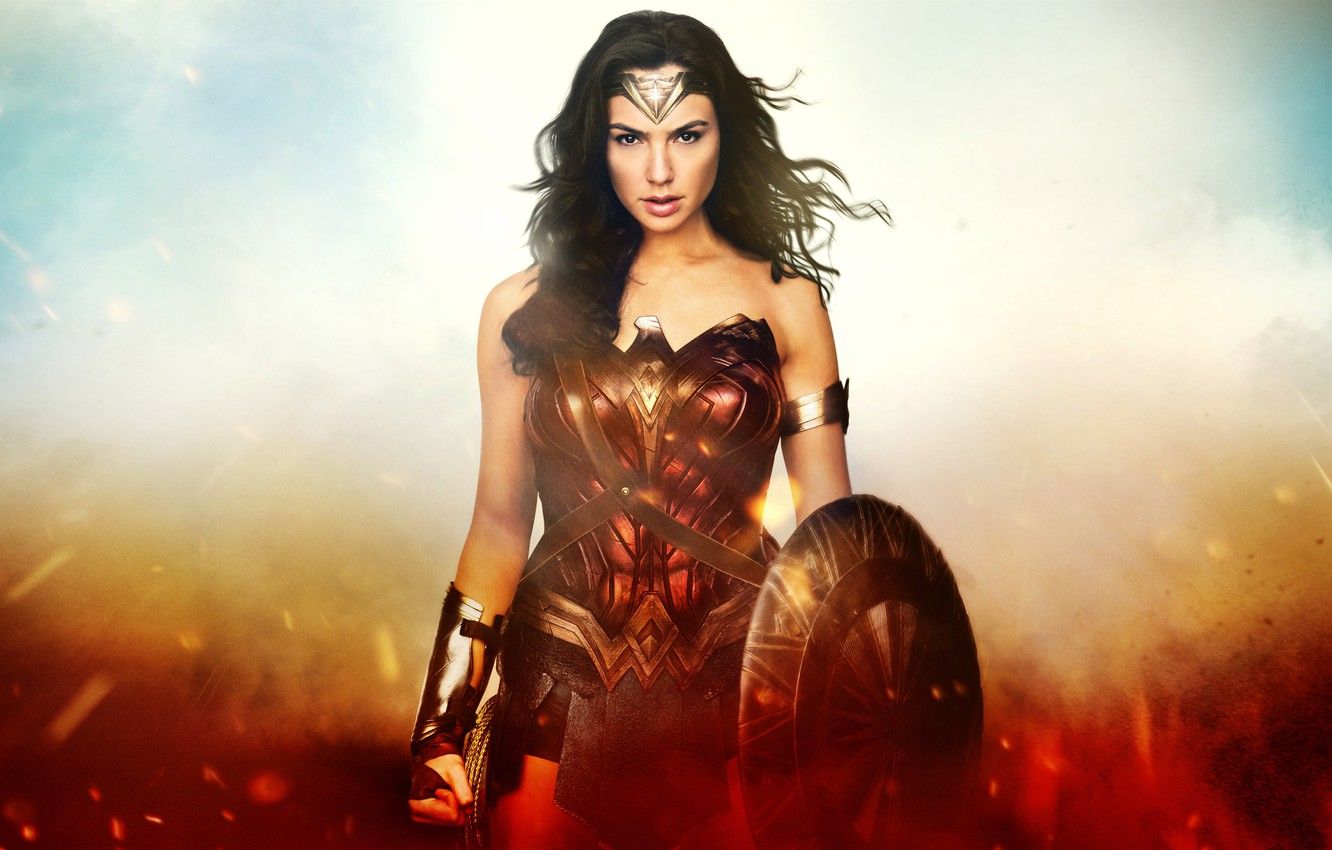 Wallpaper look, girl, background, armor, shield, Wonder Woman Wonder woman: - for desktop, section фильмы