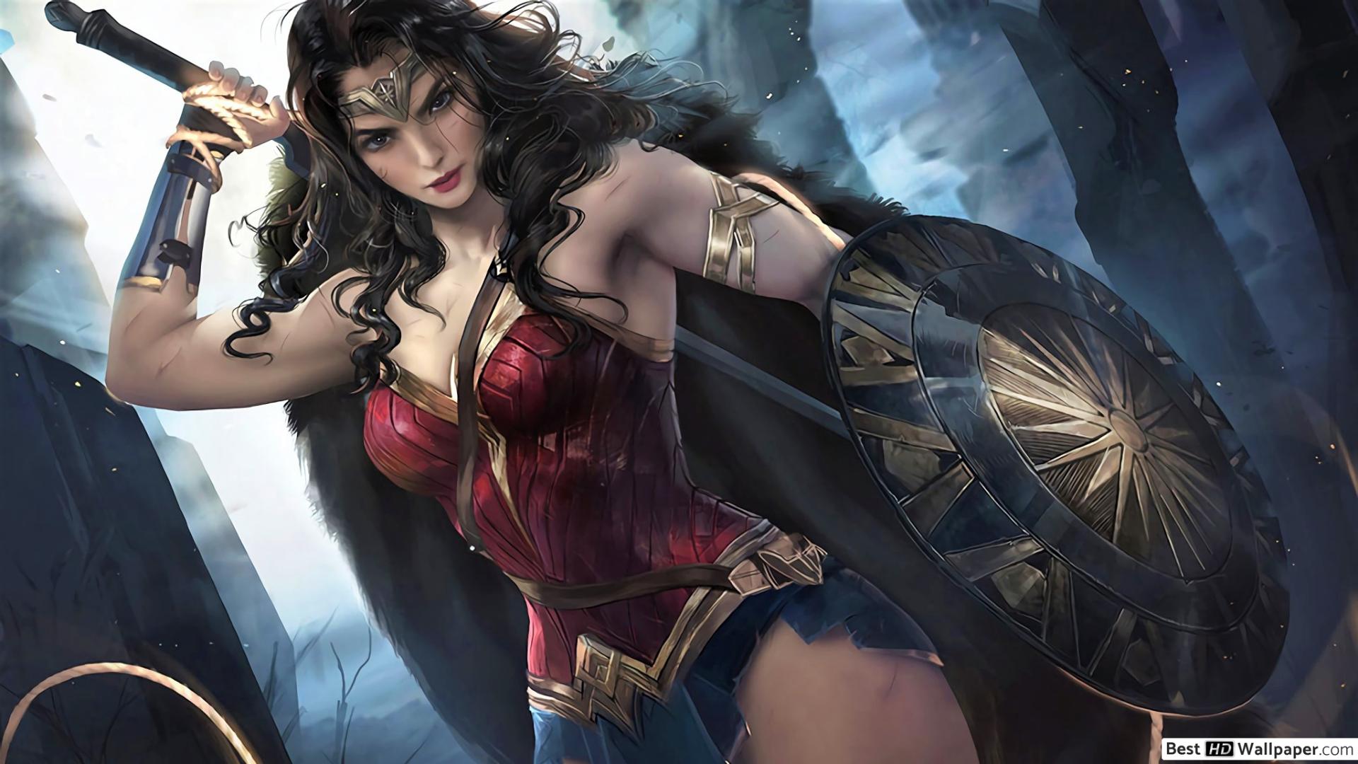 Wonder Woman with shield HD wallpaper download