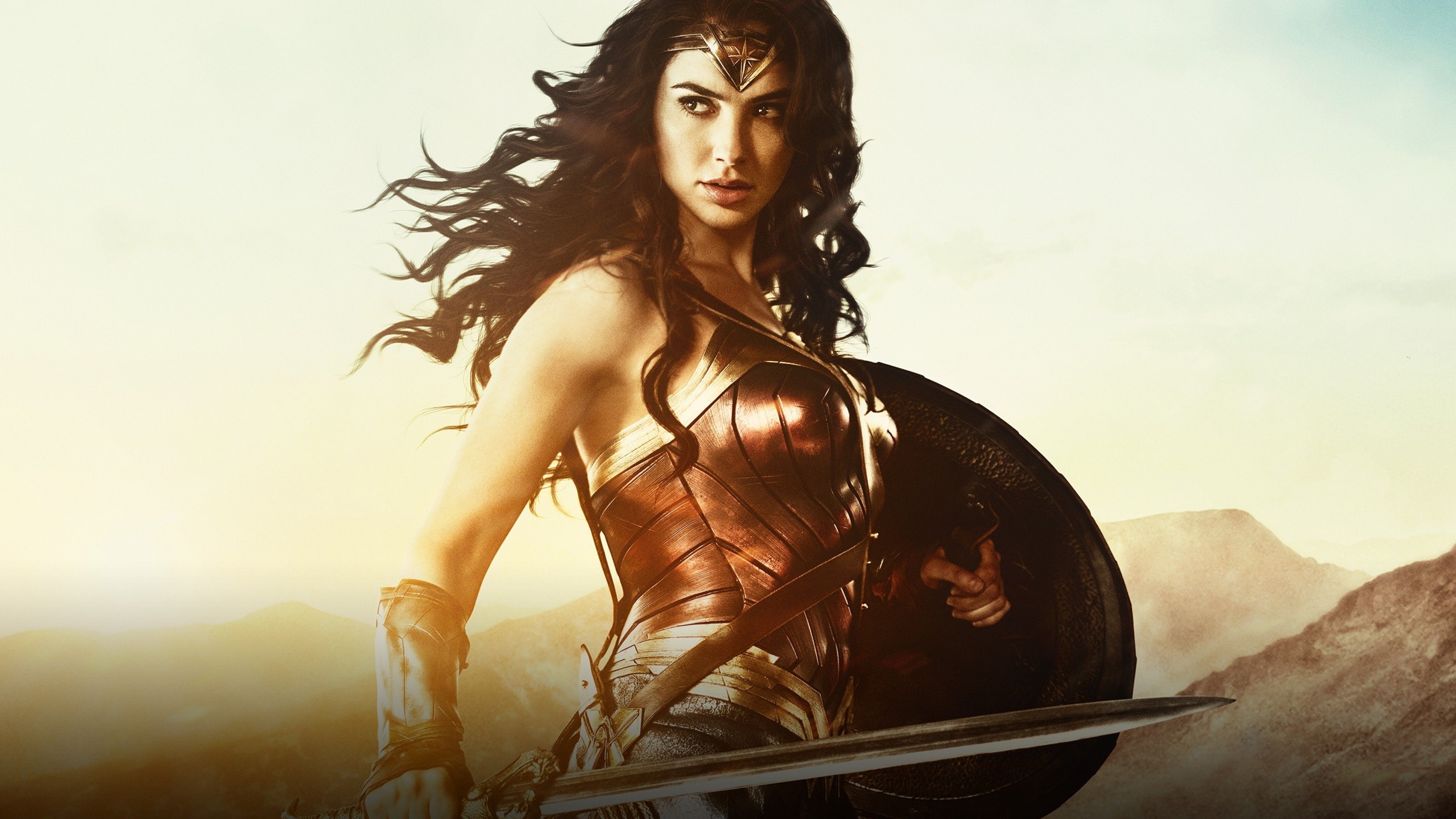 Download 3840x2160 Gal Gadot, Wonder Woman, Sword And Shield Wallpaper for UHD TV