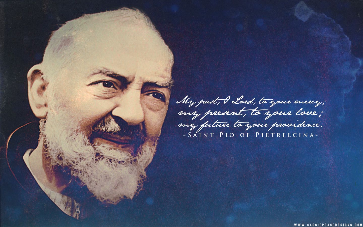 Padre Pio (blue) Desktop Wallpaper. Cassie Pease Designs