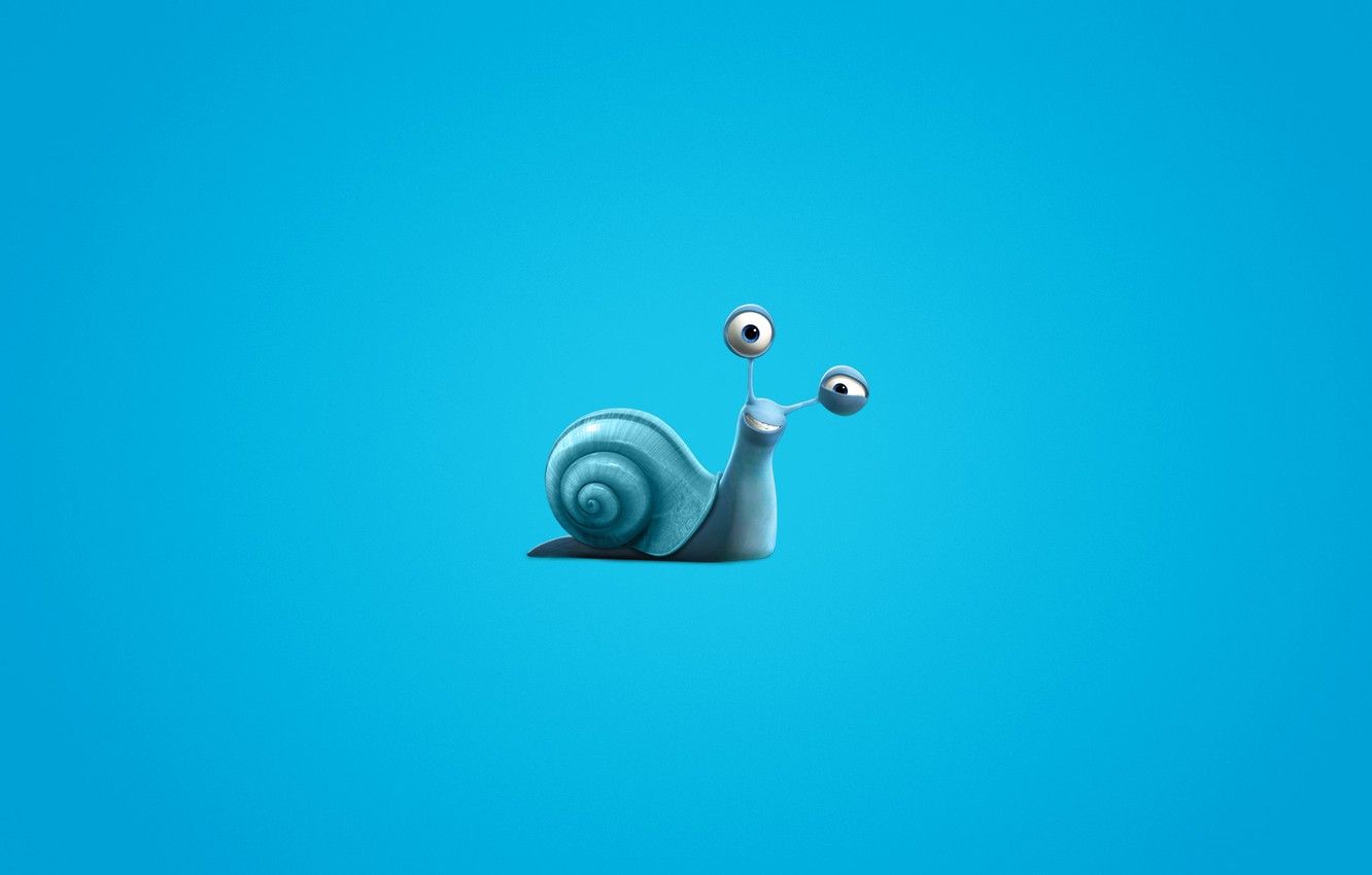 Wallpaper snail, minimalism, blue background, Turbo, Turbo, snail image for desktop, section минимализм