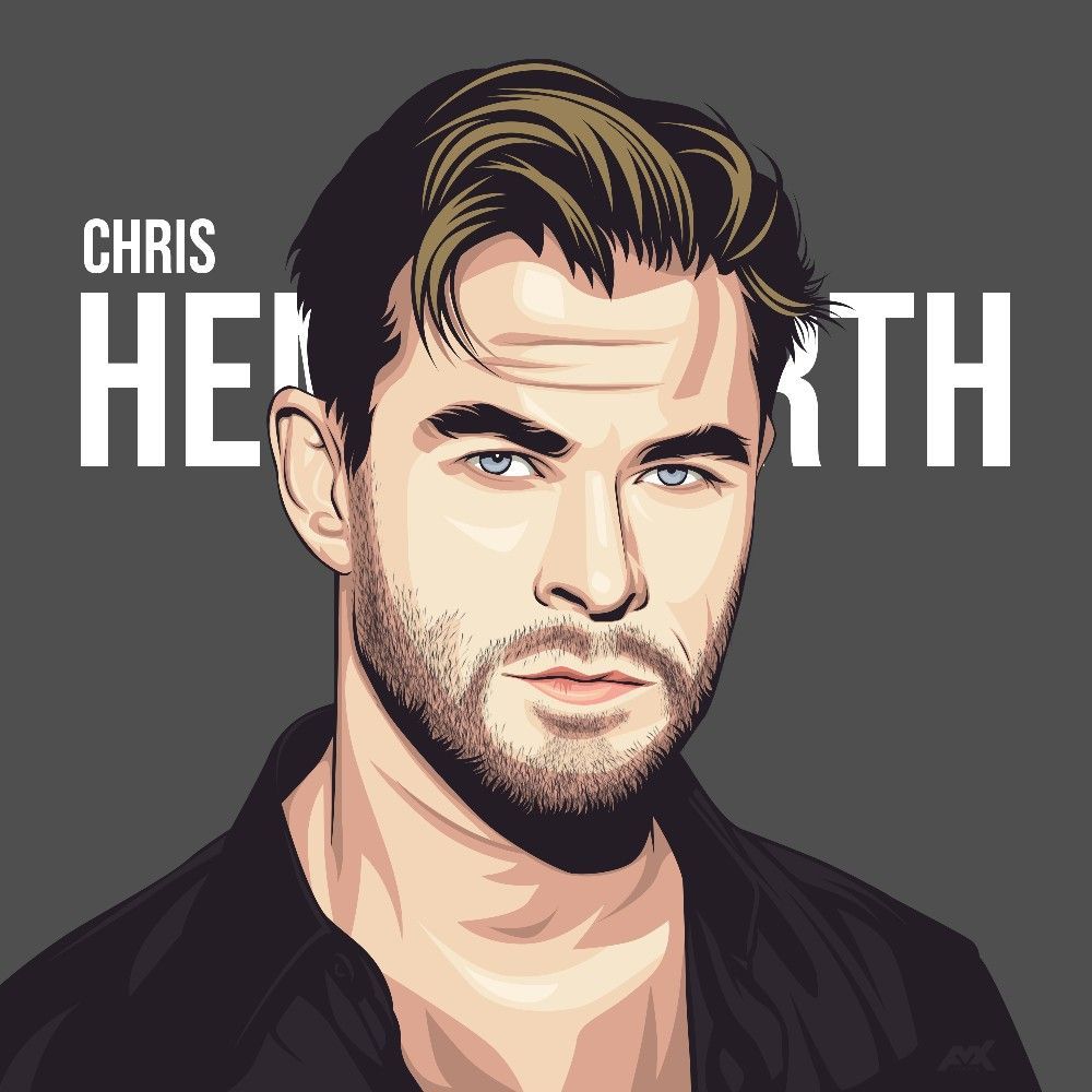 Chris Hemsworth. Vector portrait illustration, Vector portrait, Portrait illustration