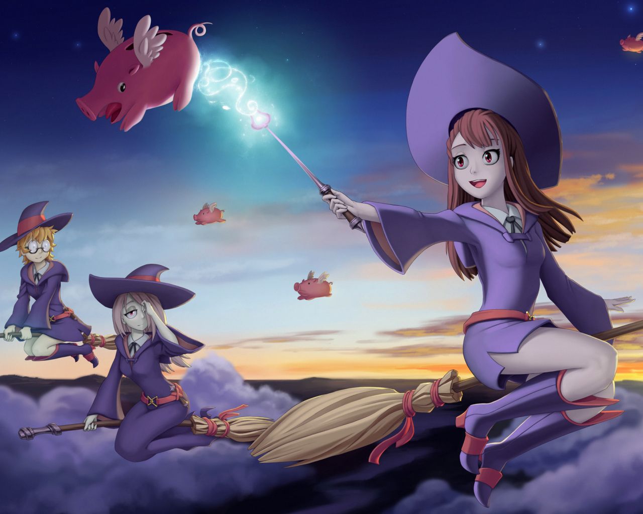 Desktop Wallpaper Atsuko Kagari, Lotte Yanson, Sucy Manbavaran, Little Witch Academia, Anime Girls, HD Image, Picture, Background, Bfadf6
