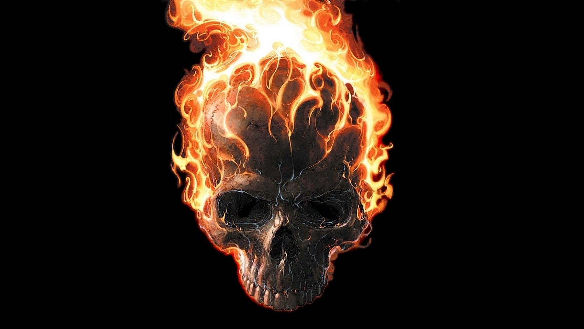 #Ghost Rider, #black background, #fire, #skull, #Robbie Reyes, #Marvel Comics, wallpaper