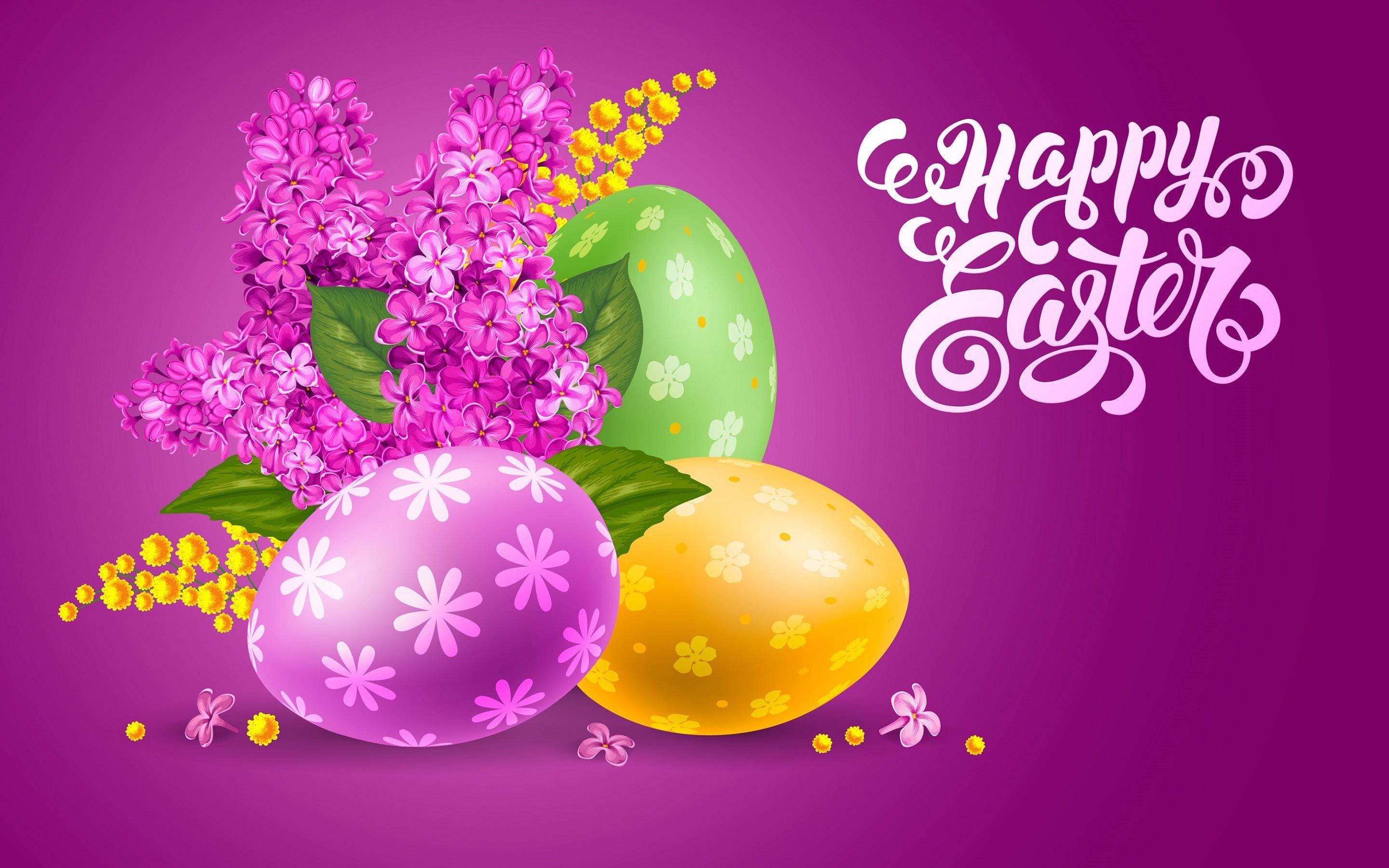 Download wallpaper Easter, purple background, easter eggs, 3D easter decoration, lilac, spring for desktop with resolution 2880x1800. High Quality HD picture wallpaper