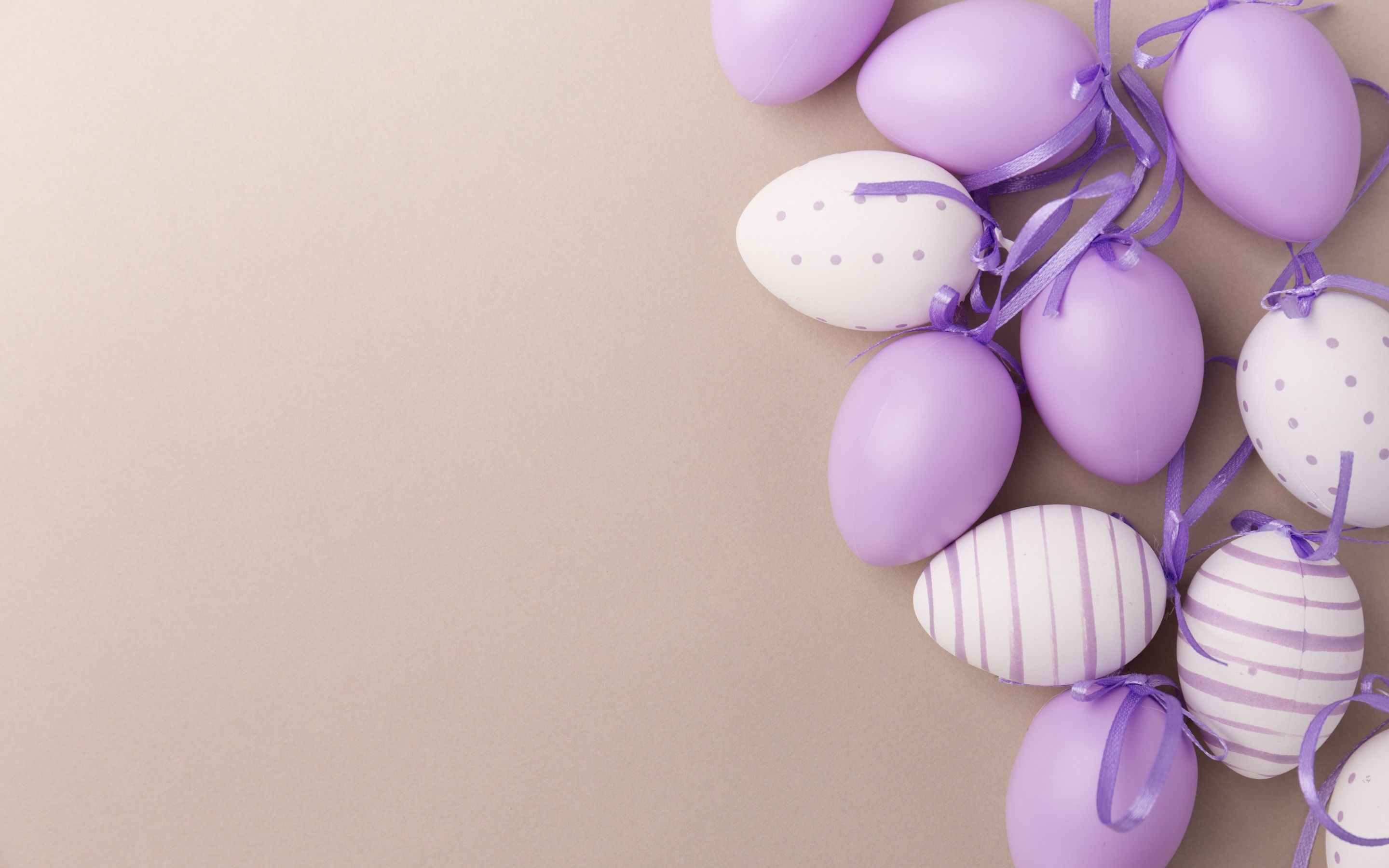 Download wallpaper Easter, purple easter eggs, for the Easter greeting card, April spring for desktop with resolution 2880x1800. High Quality HD picture wallpaper