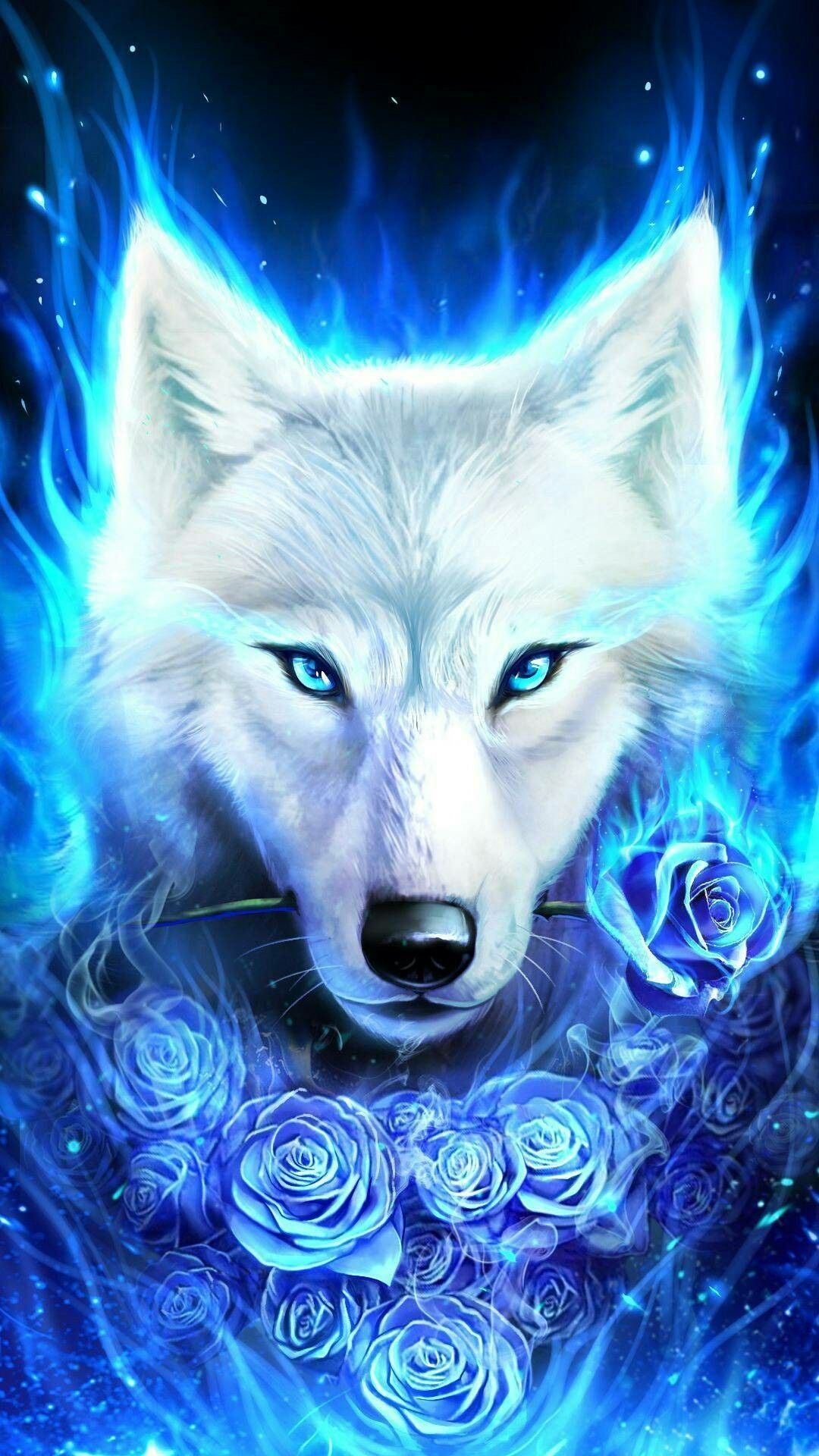 Blue flame wolf. Wolf spirit animal, Fantasy wolf, Wolf artwork
