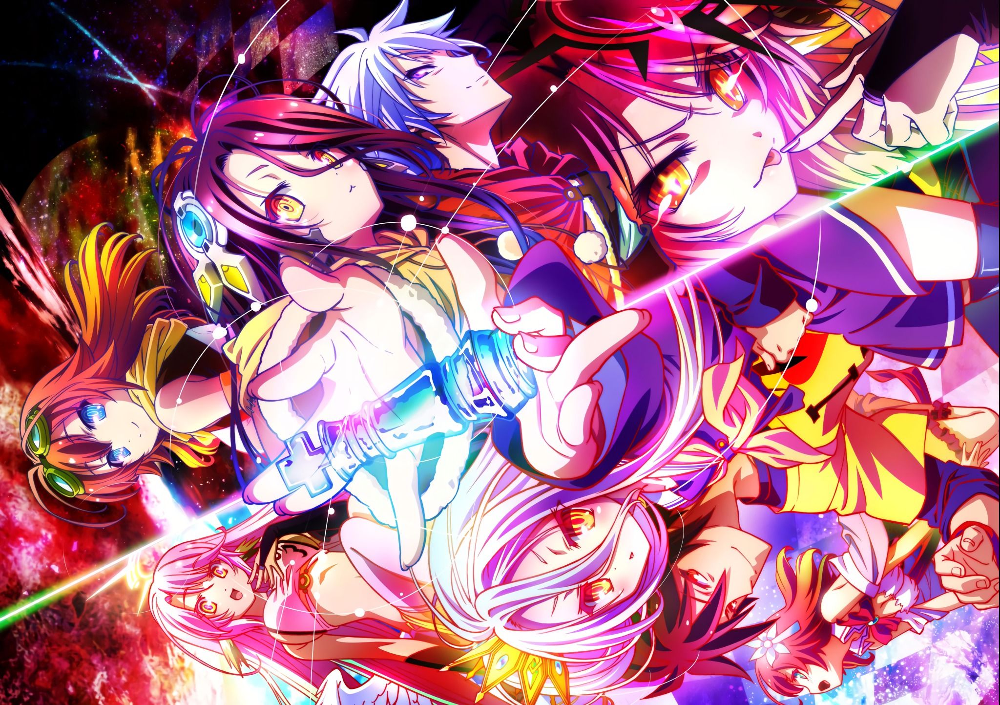 Download wallpaper from anime No Game No Life with tags: Shiro, Sora, iMac, Jibril, Stephanie Dola, Shuvi Dola, Riku Dola
