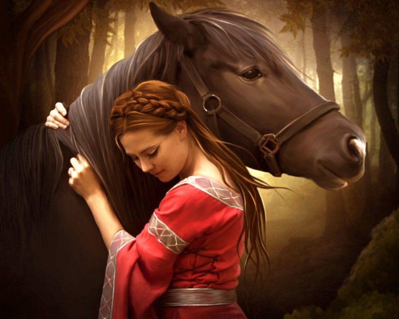 Girl hugs horse wallpaper and image, picture, photo
