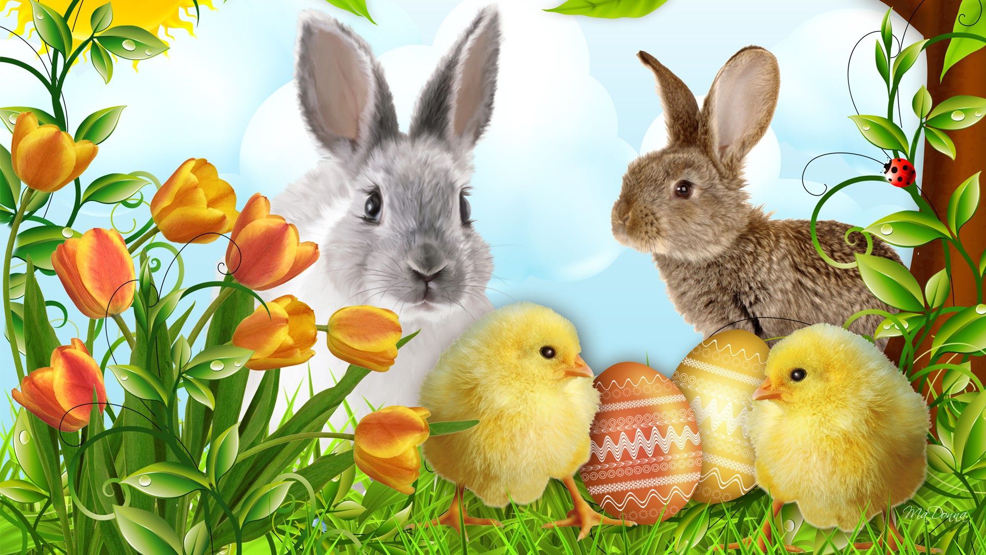 Free Easter Bunnies Wallpaper