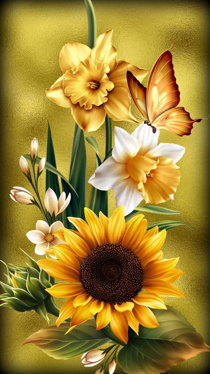 Easter. Sunflower wallpaper, Flower wallpaper, Flower painting