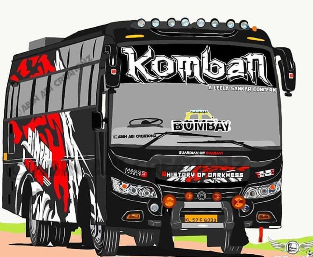 Black Bus with Red and White Designs - Commercial Vehicle