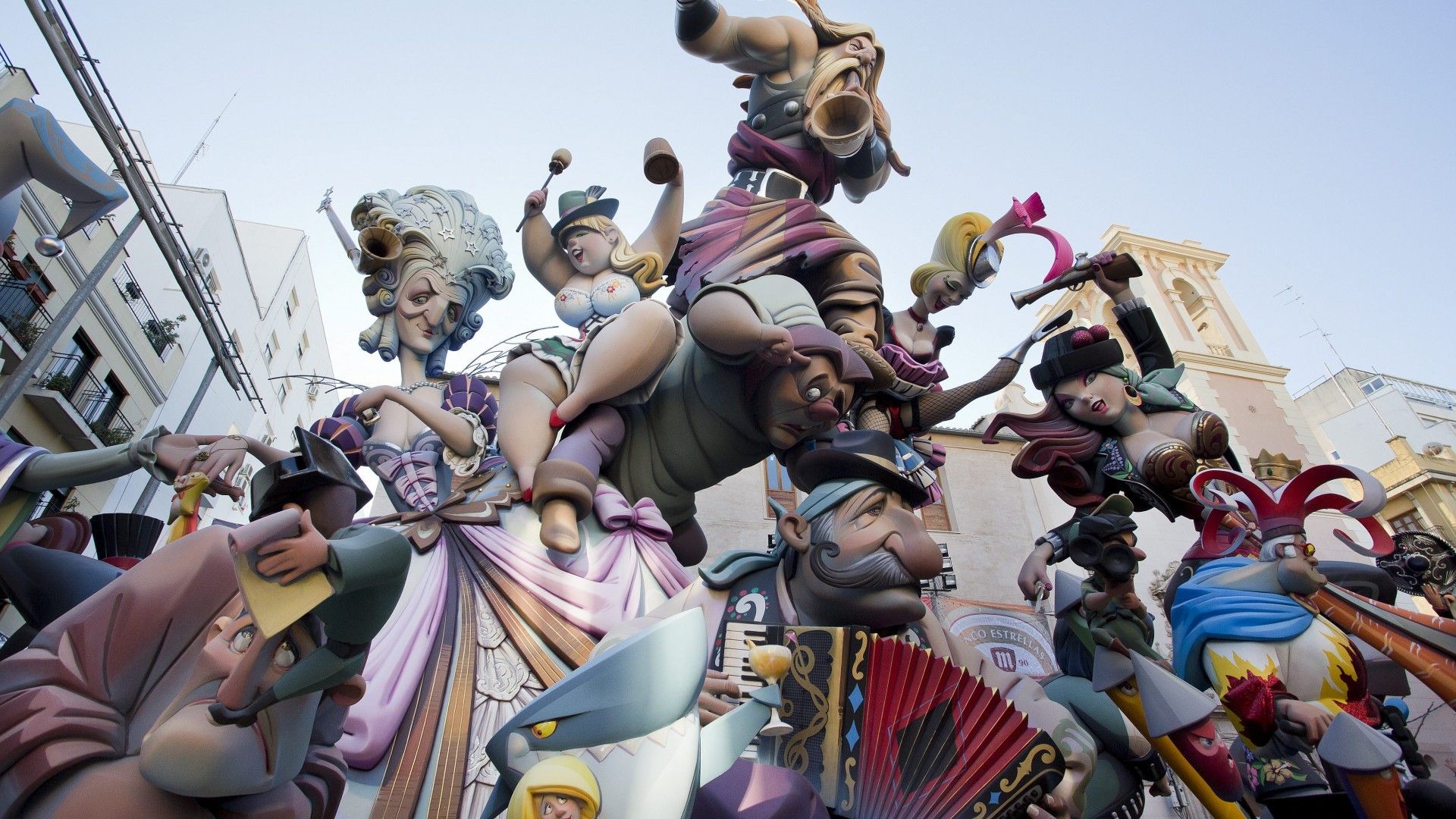 Wallpaper Las Fallas, holiday Valencian Community, Spain, fire, spring, burning of giant puppets, event, Holidays