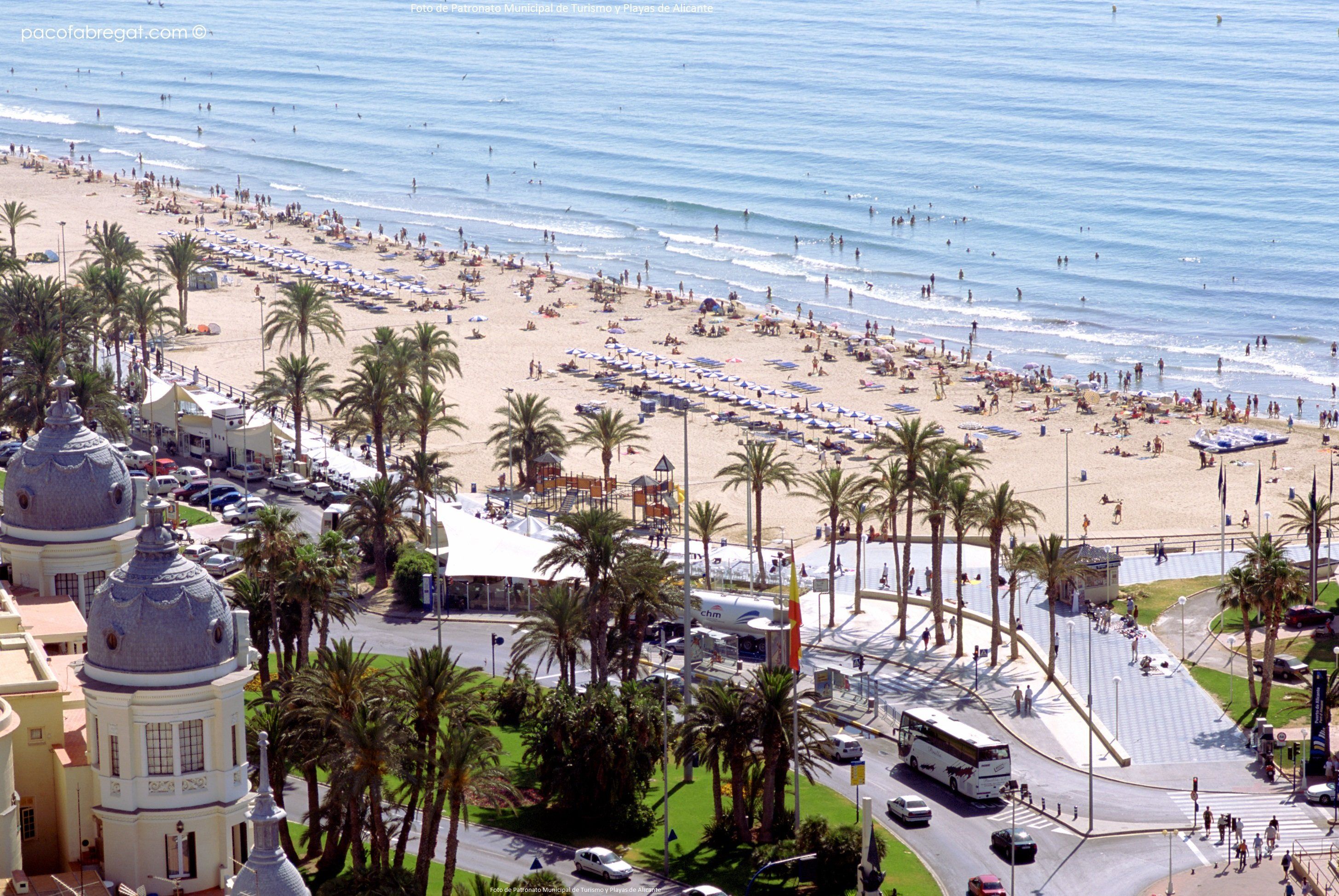 playa, Postiguet, Alicante, Edificios, Palmeras Wallpaper HD / Desktop and Mobile Background