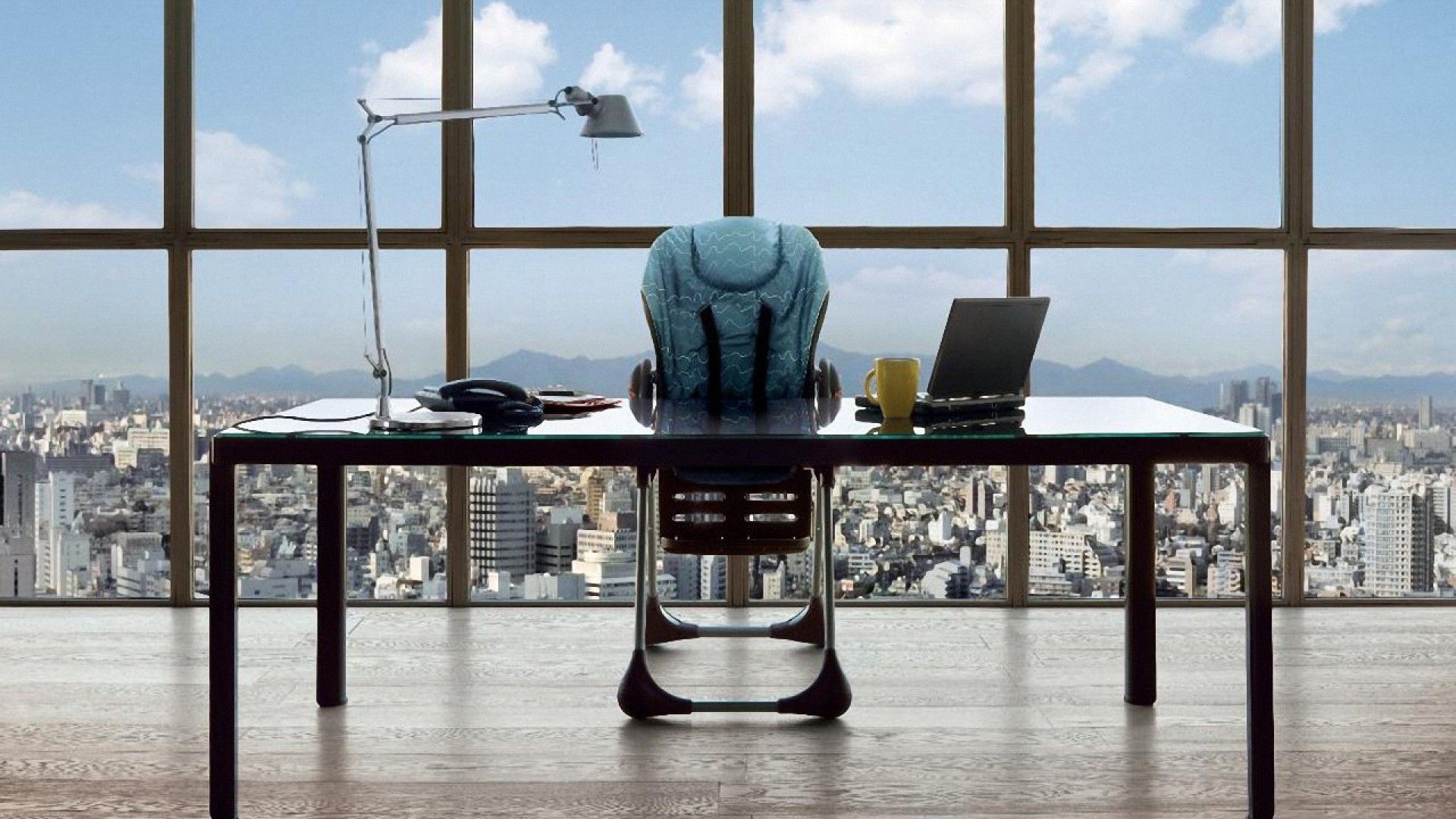 Office Desk With Window View HD Wallpaper