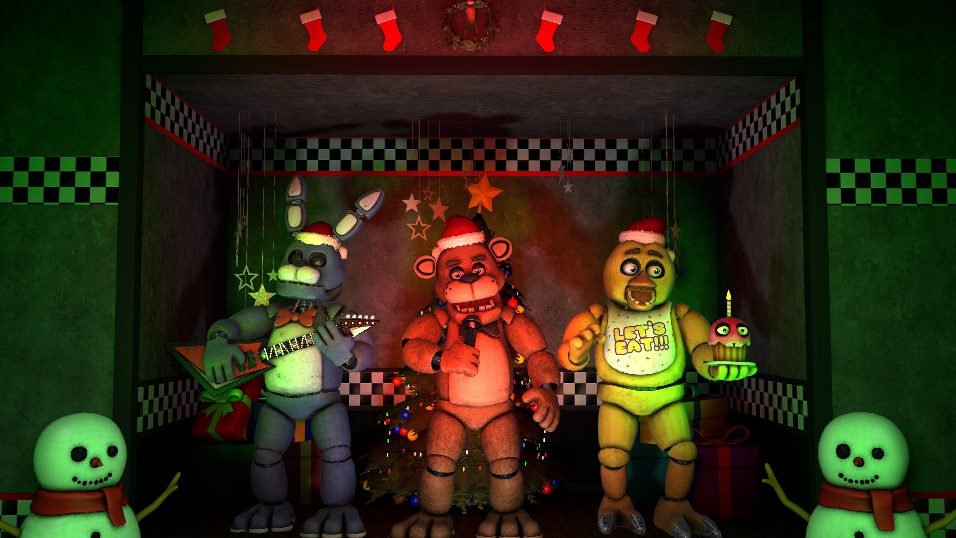 fnaf Christmas poster. (a time lapse is coming out on the 24th)