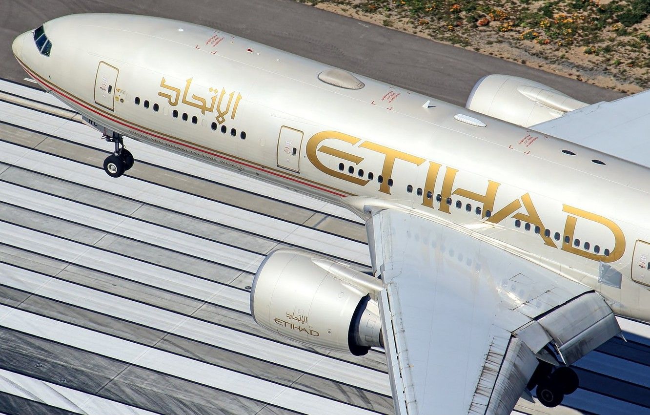 Wallpaper the sky, large, Airport, Strip, The rise, the plane, sky, Boeing, airplanes, boeing, 777, passenger, Etihad, WFP, boeing 777, Etihad Airways image for desktop, section авиация