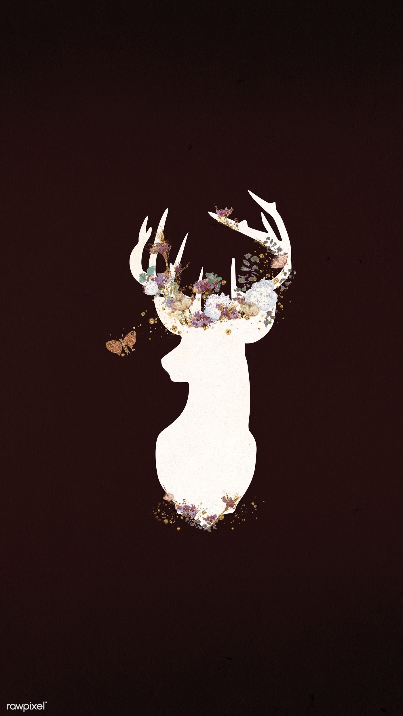 Download premium psd / image of Deer head silhouette painting mobile phone wallpaper illustration by Benjamas about deer, watercolor, gold deer, deer silhouette. Deer wallpaper, Silhouette painting, Deer illustration