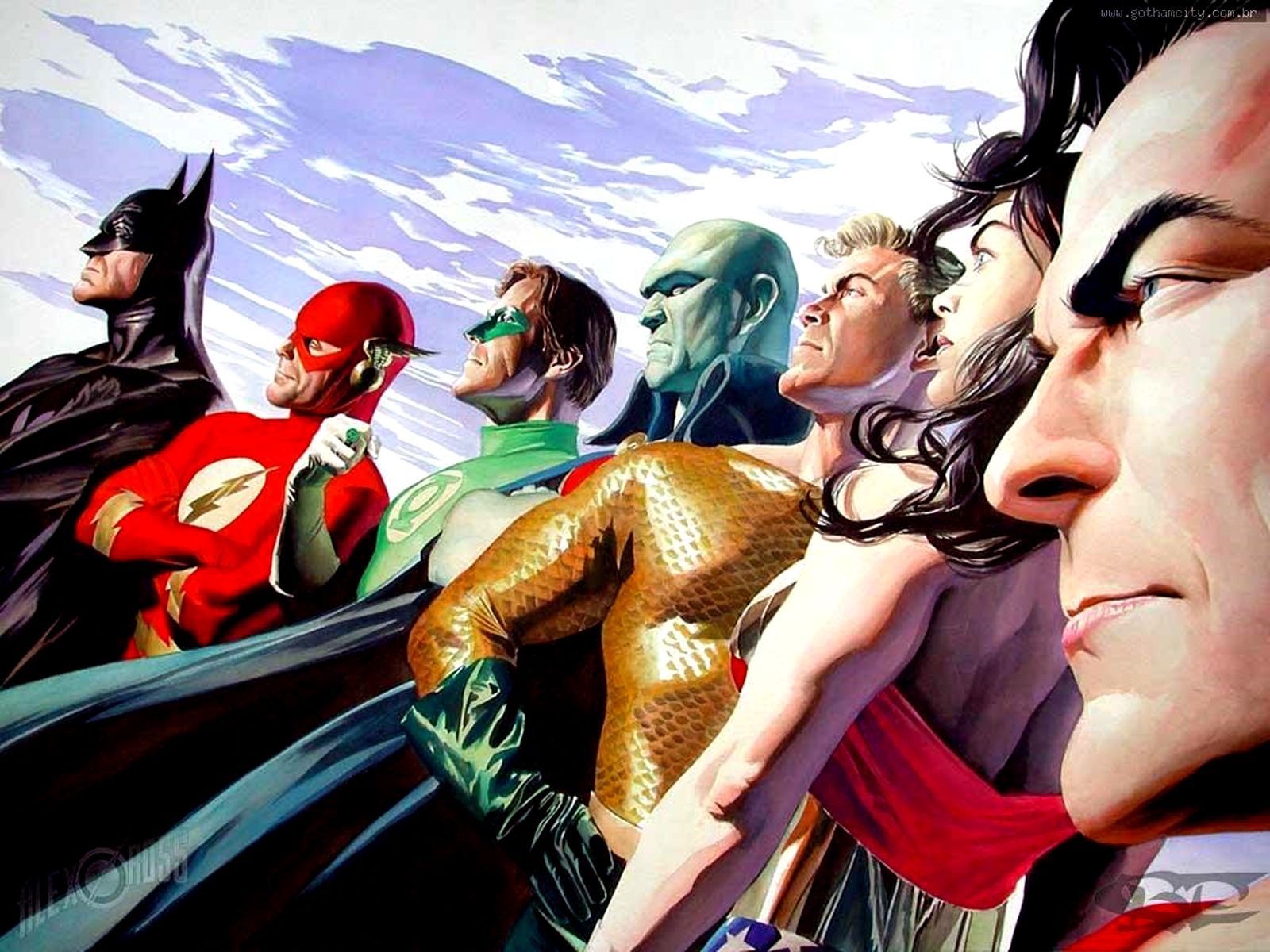 Justice #League #Fan #Art. (JUSTICE League Of America!) By: Alex Ross. ÅWESOMENESS!!!™ ÅÅÅ+. Alex ross, Justice league superheroes, Best dc comics