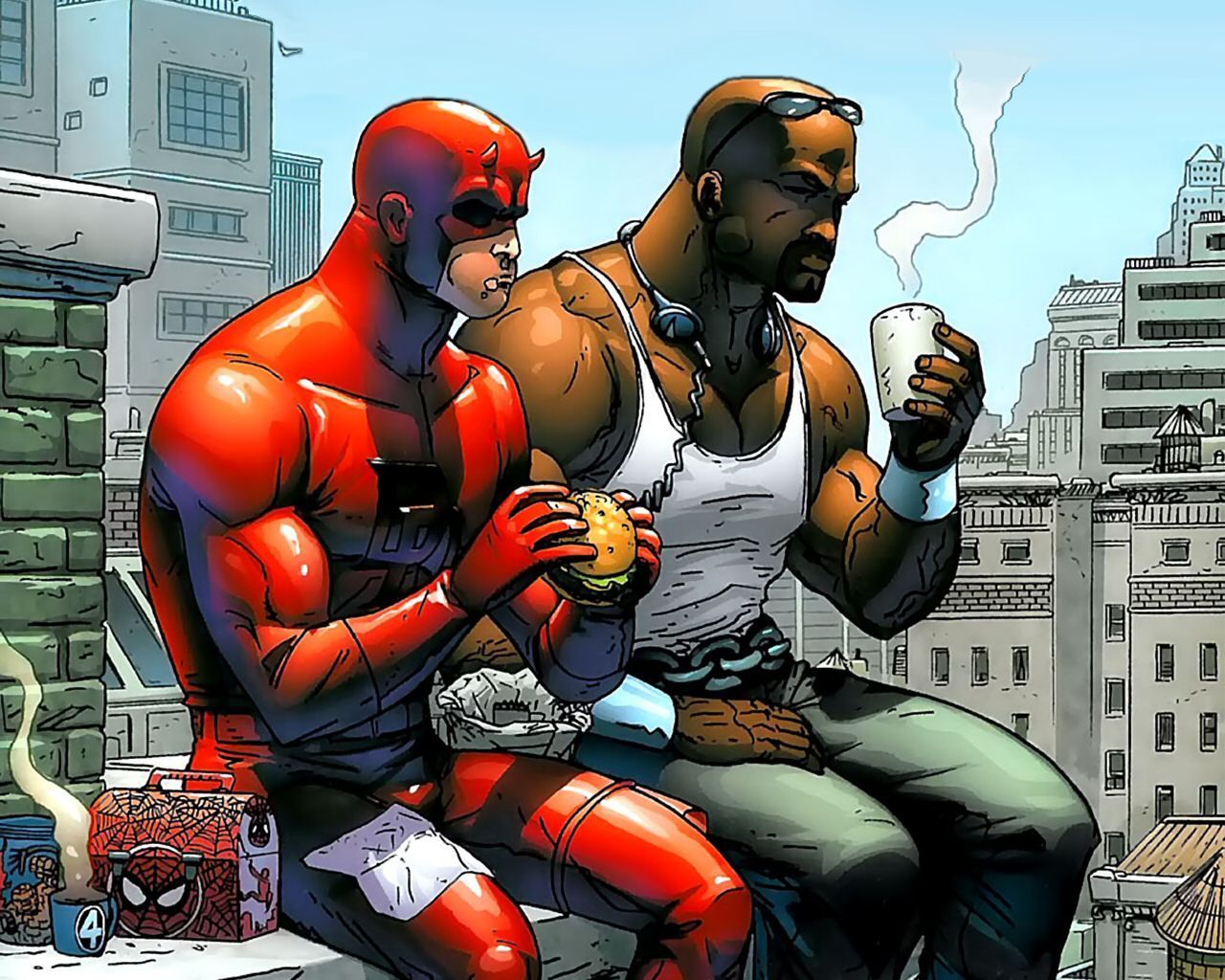 Luke Cage and DD lunch breaking. Luke cage marvel, Marvel comics, Marvel netflix